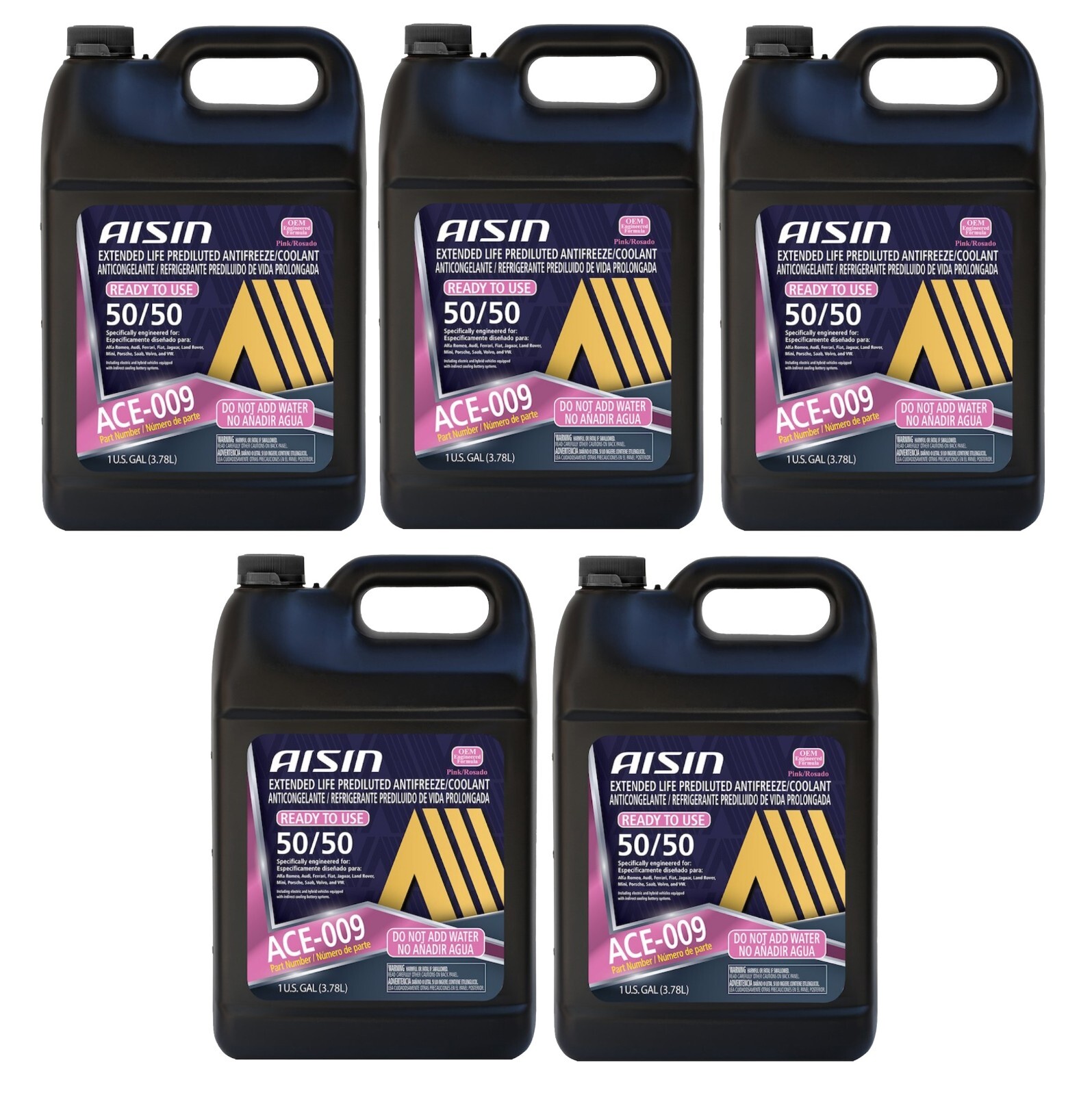 Aisin Pink Extended Life Prediluted Engine Coolant Antifreeze 5 Gallons 5 x 1gal