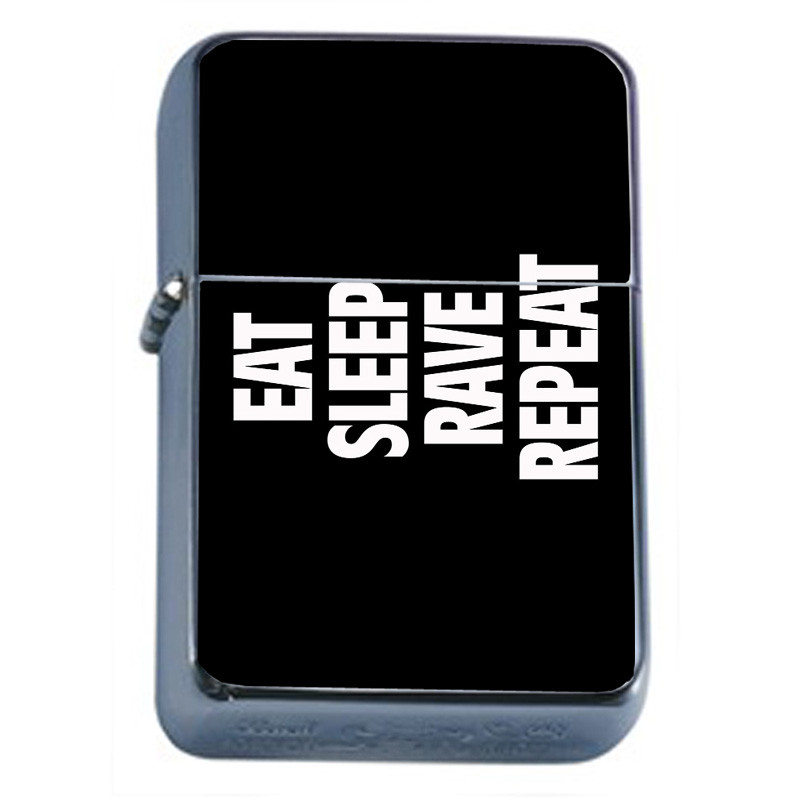 Eat Sleep Rave Em1 Flip Top Oil Lighter Wind Resistant