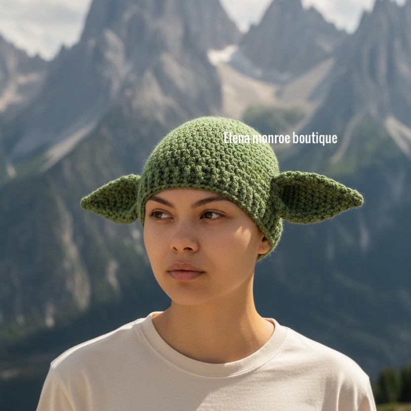 Handmade crochet baby alien hat in  adult size item is new and made to order