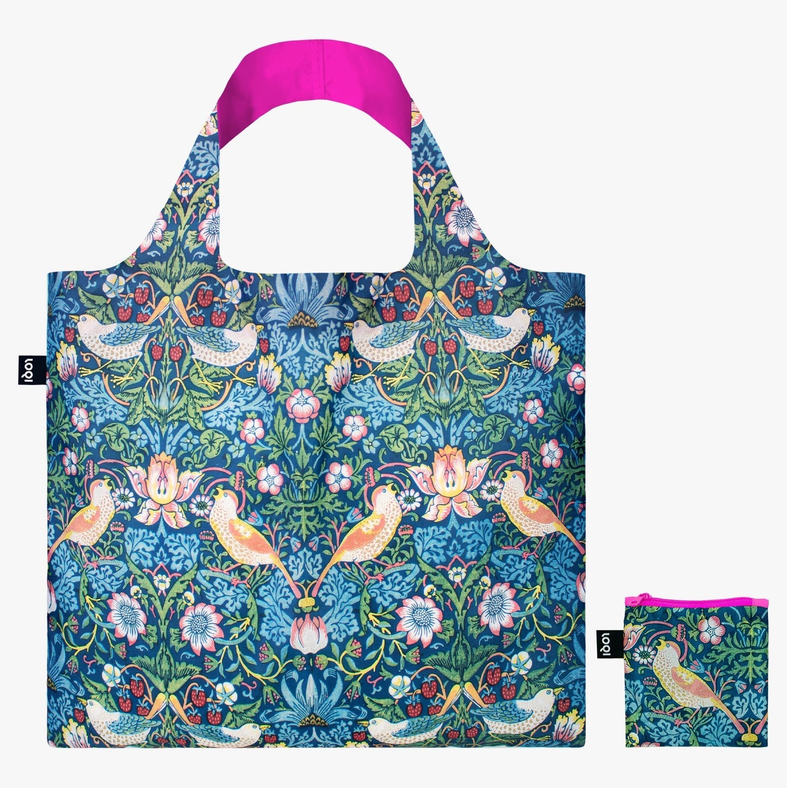 LOQI William Morris Strawberry Thief Neon Recycled Bag