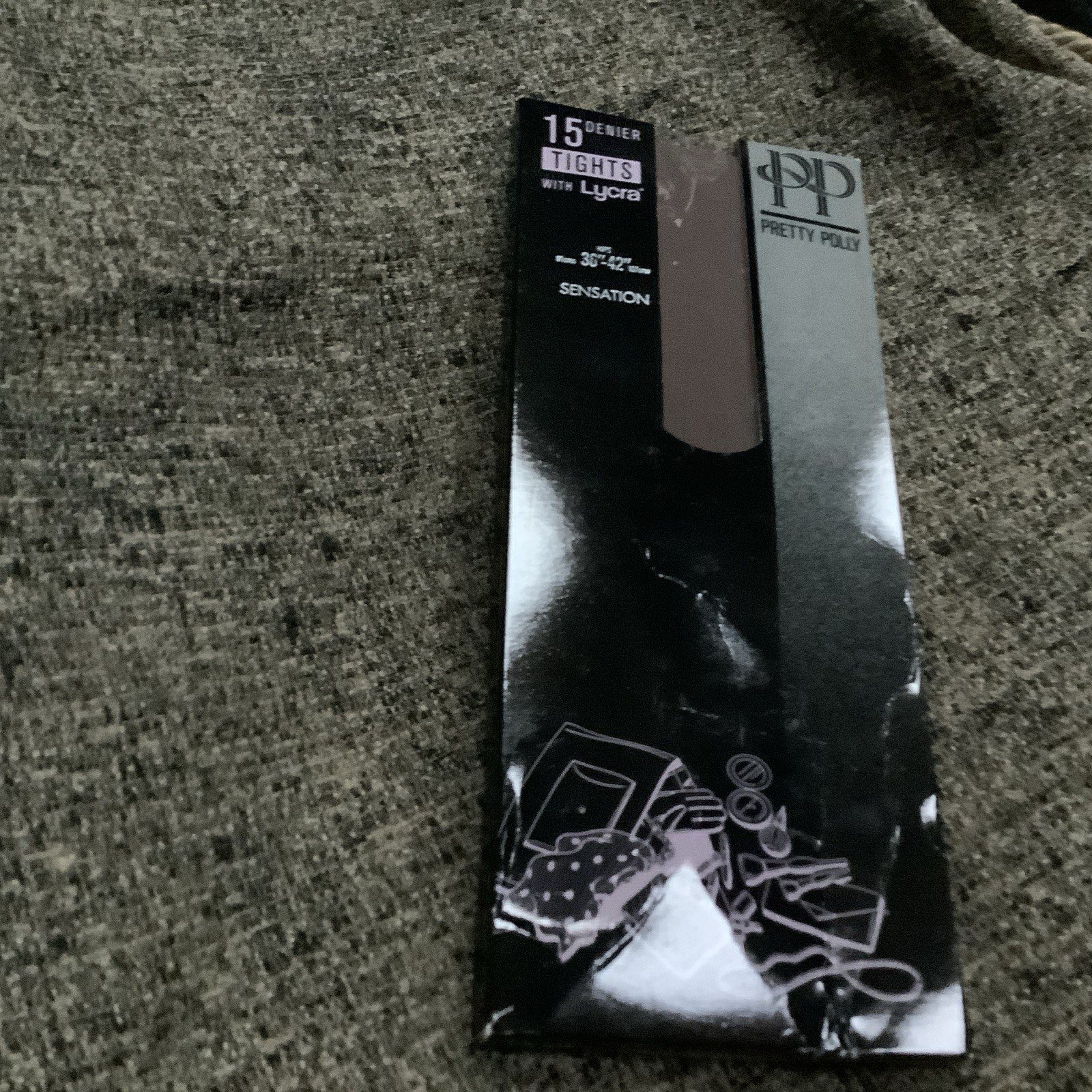 👠Vintage) M 36”-42" Hip Pretty Polly/PP 15D Fashion tights -SENSATION