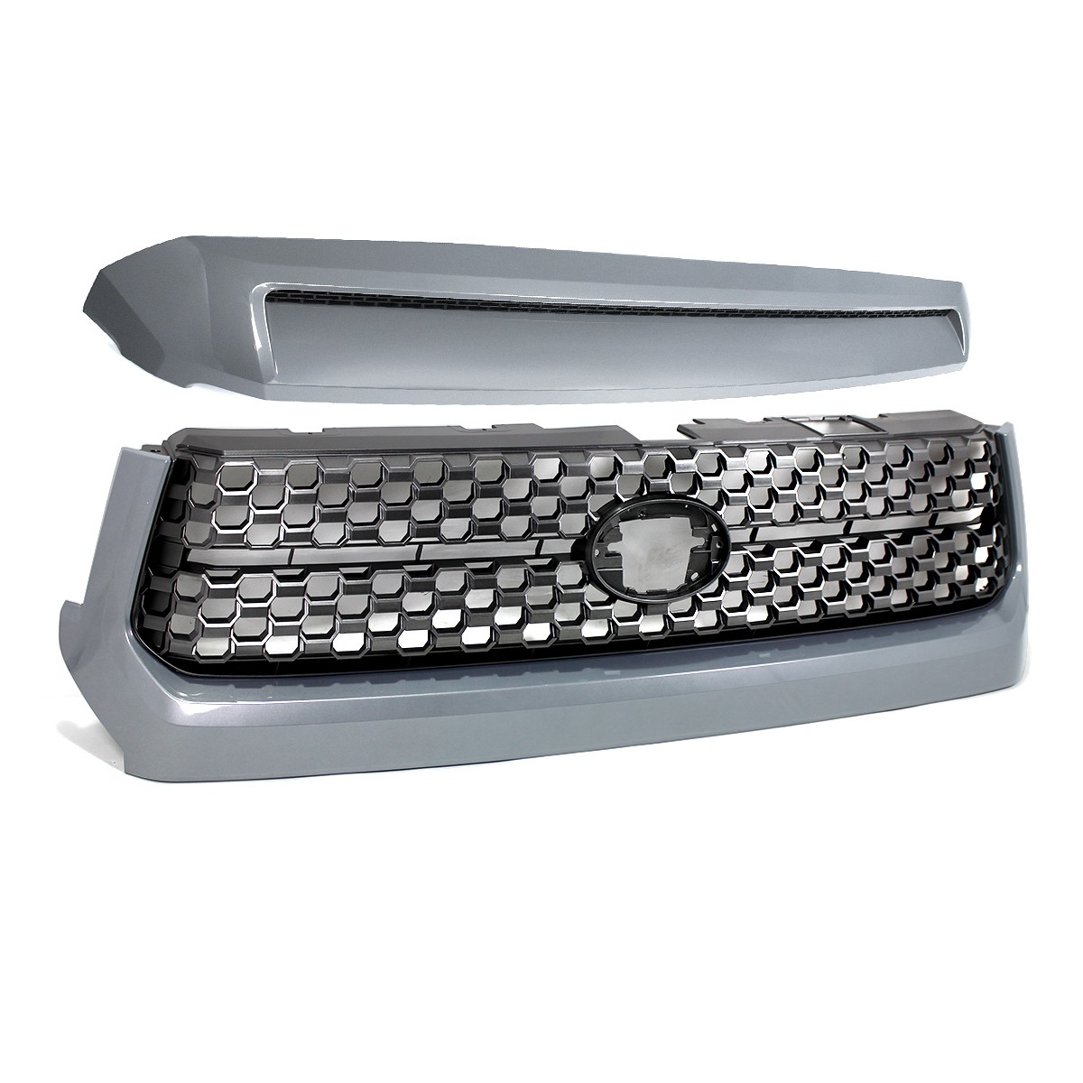 For 14-21 Toyota Tundra NEW Cement Gray Front Bumper Grille+Hood Bulge Molding