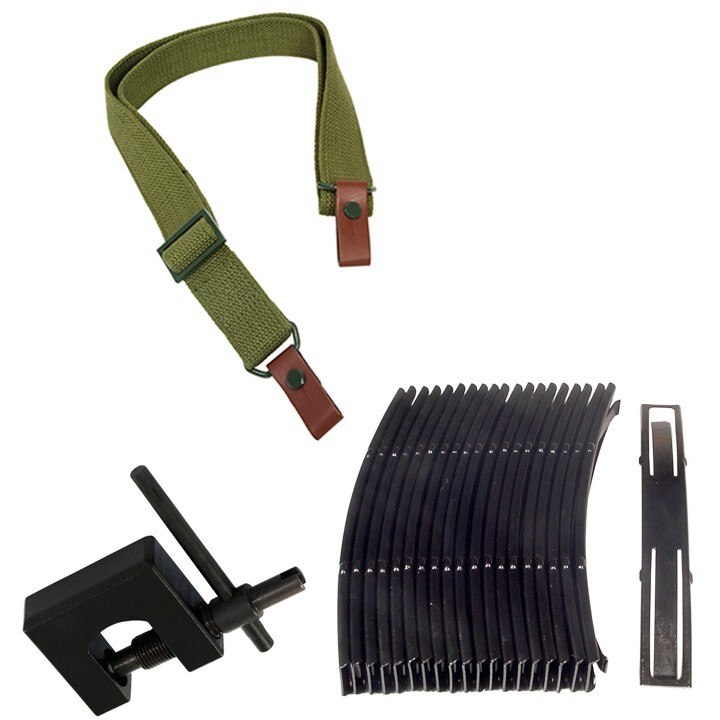 20 Steel 10rd 7.62x39 Stripper Clips + Sight Tool + Green Sling fits SKS Rifle
