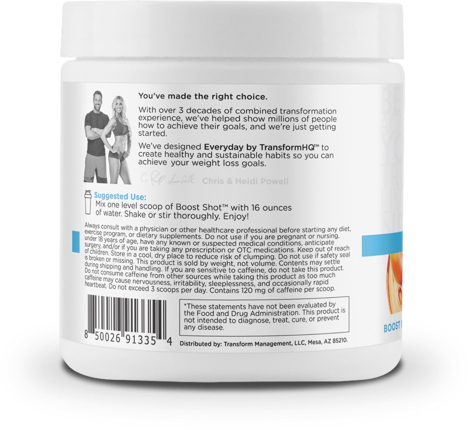 TransformHQ Everyday Boost Shot 28 Servings (Peach Mango) - Non-GMO, Gluten-Free