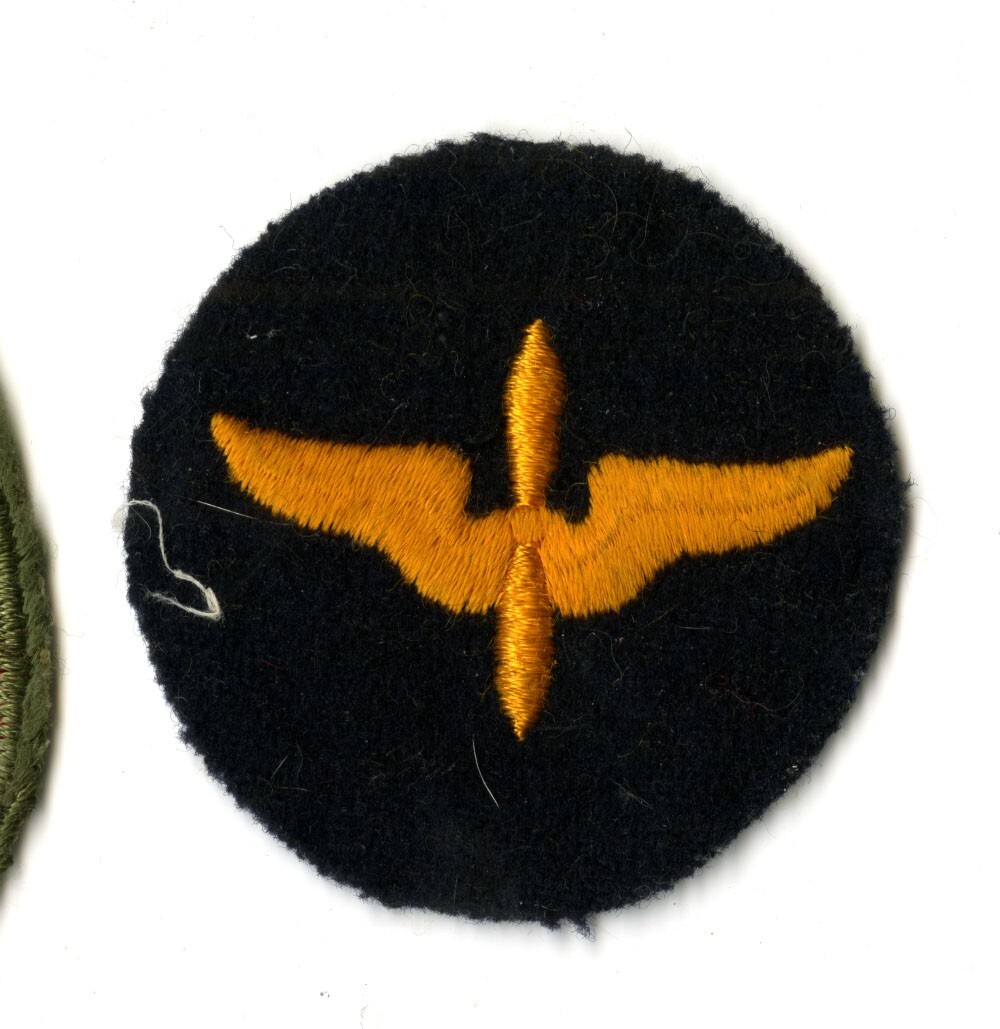 USAAF Aviation Cadet White Back Patch on Felt Black Variation WWII Vintage