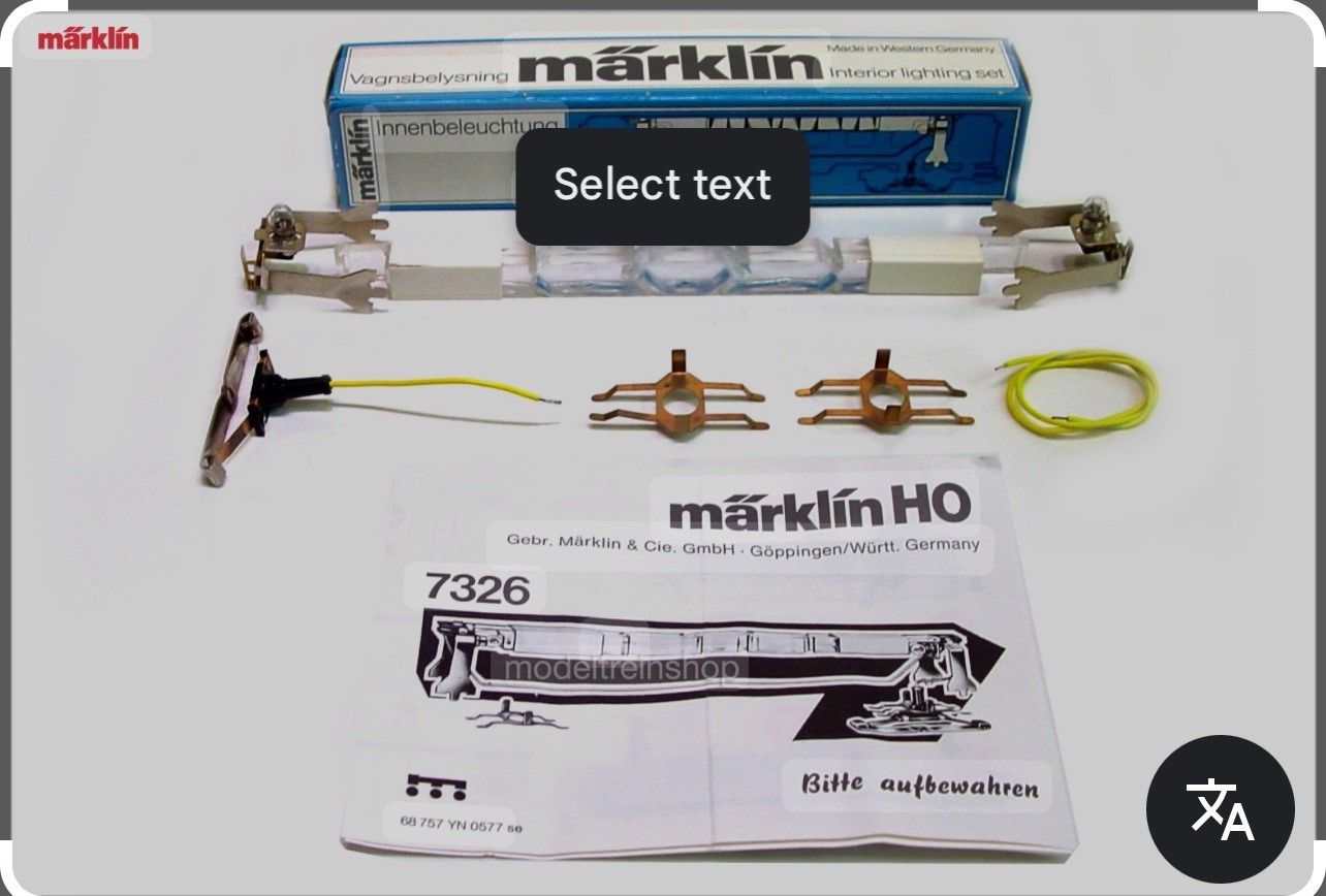 Vintage Marklin ho 7326 interior light set  New In Box