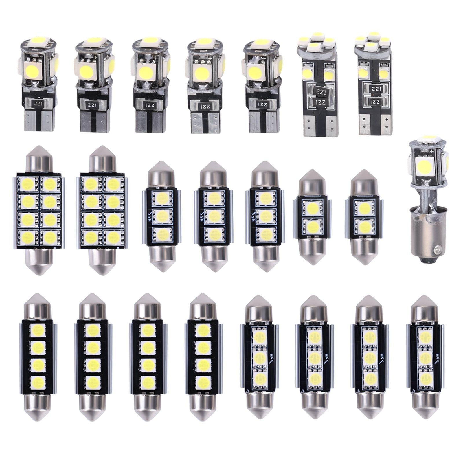 23x LED Car Interior Inside Light Dome Trunk Map License Plate Lamp Canbus Bulbs