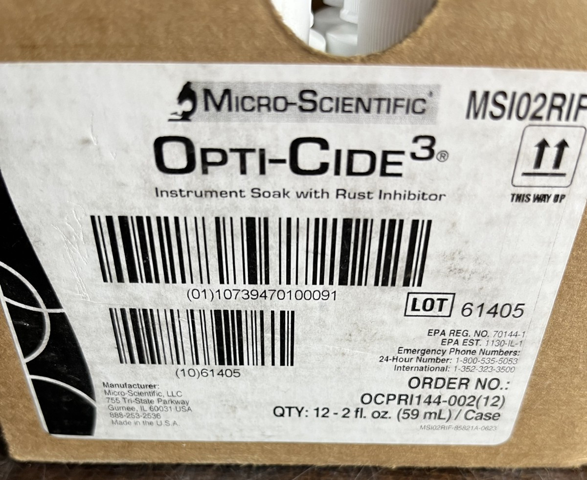 12 Pack Micro-Scientific Opti-Cide 3 Instrument Soak Rust Inhibitor 2oz Bottles