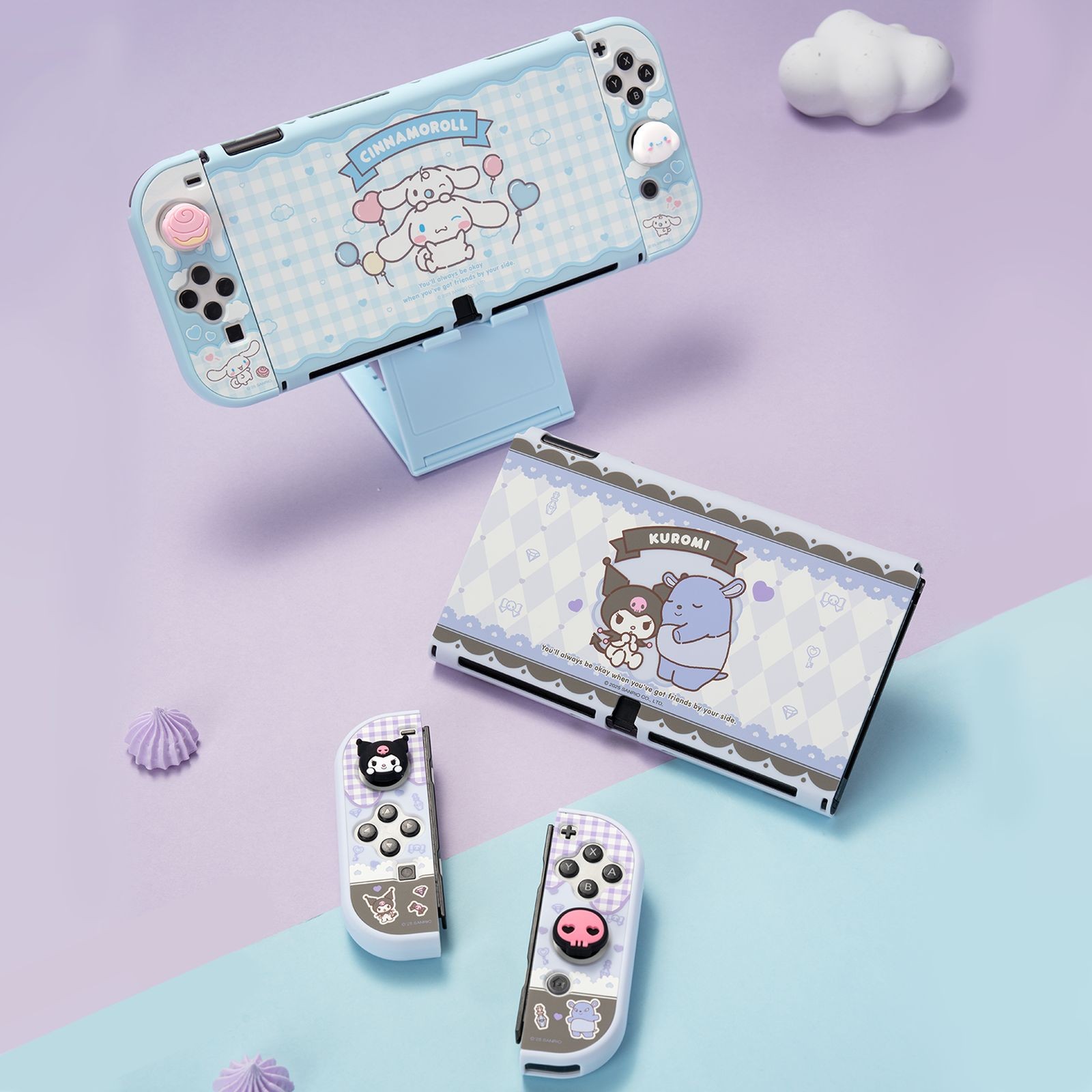 Cartoon Protective Case for Nintendo Switch OLED Joy Con Caps Happy Playmate