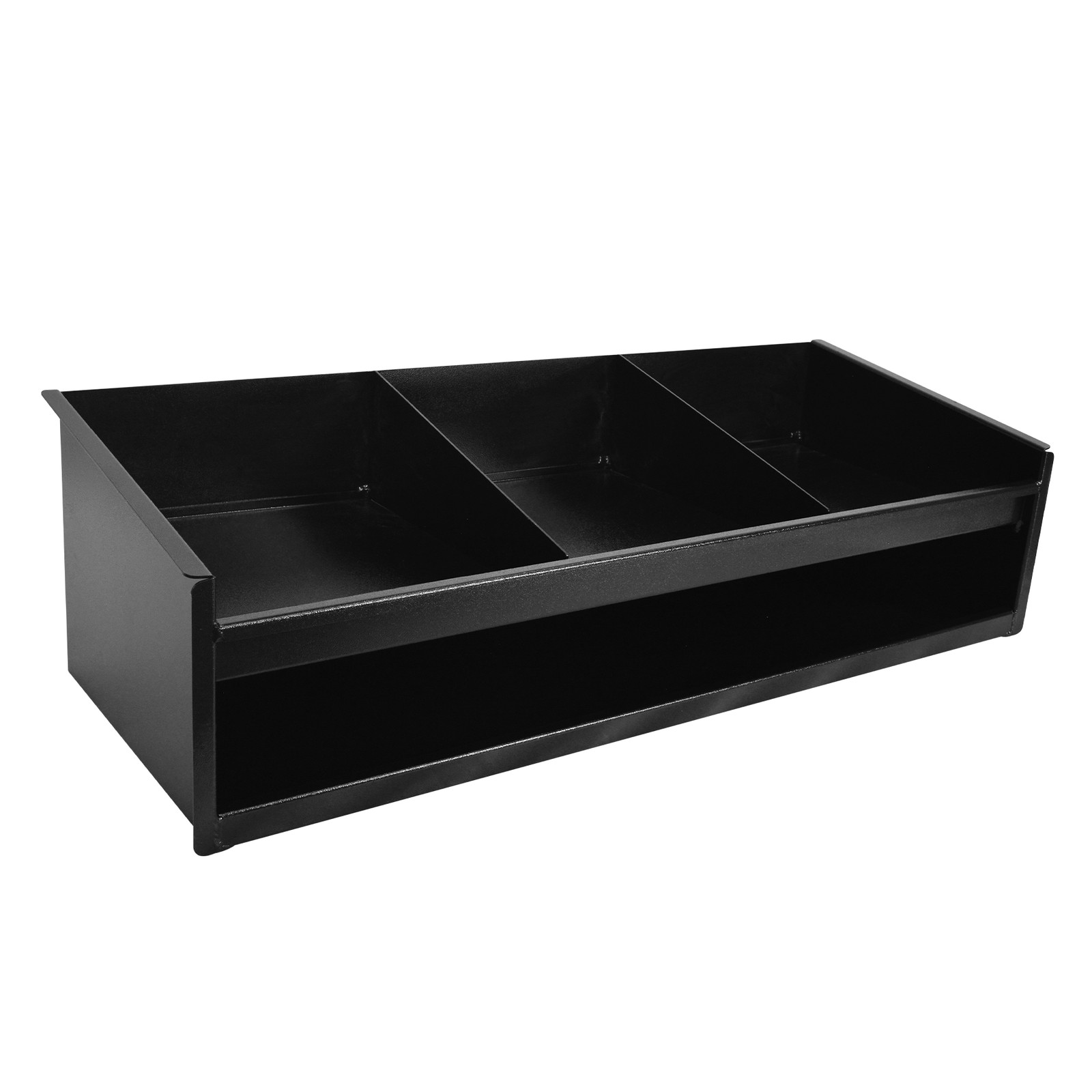 Triple Shelf Black Aluminum Helmet Bay Mount Gear Organizer for Shop Garage