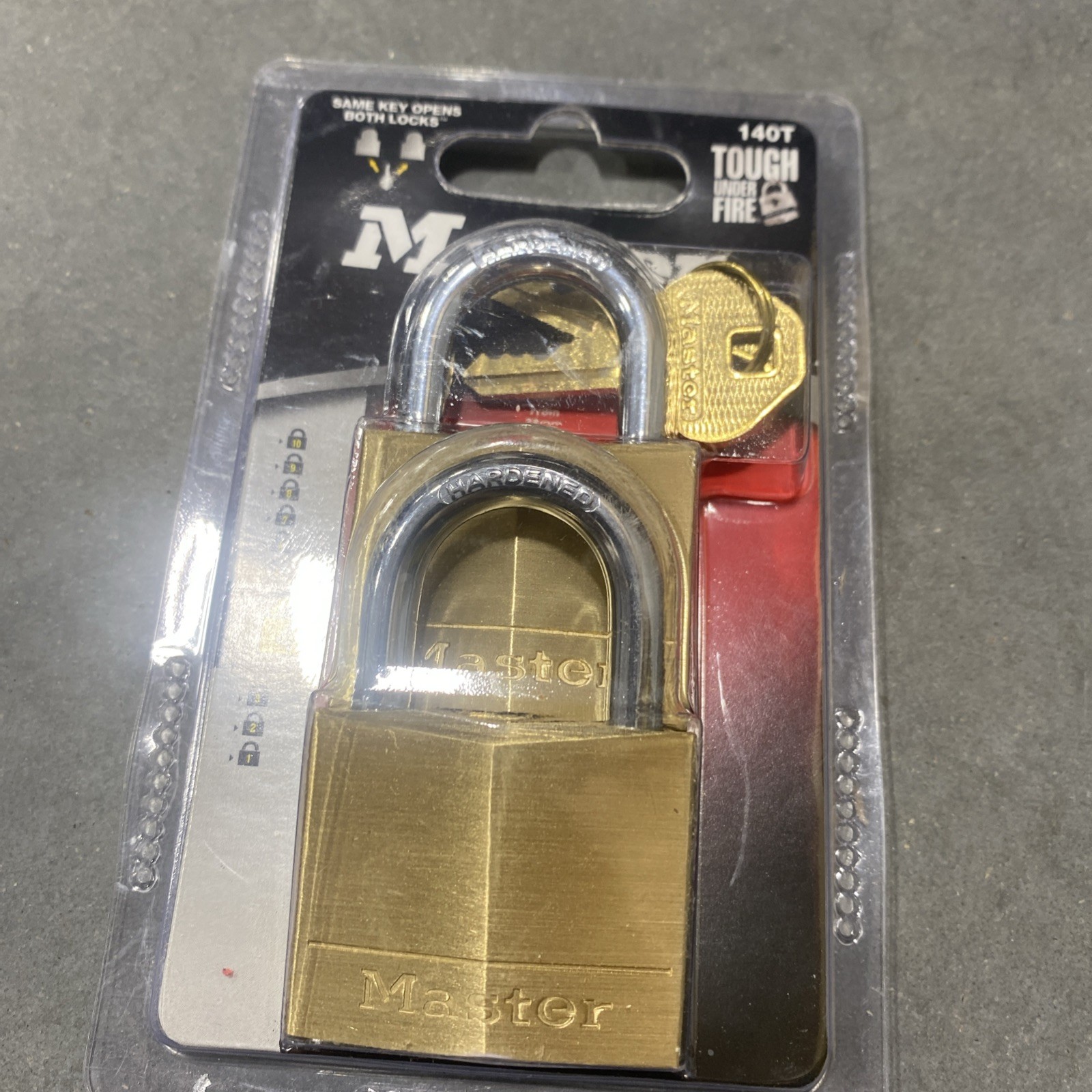 Master Lock Solid Brass Keyed Alike Padlock w/ Steel Shackle 1-0.56" Wide - 140T