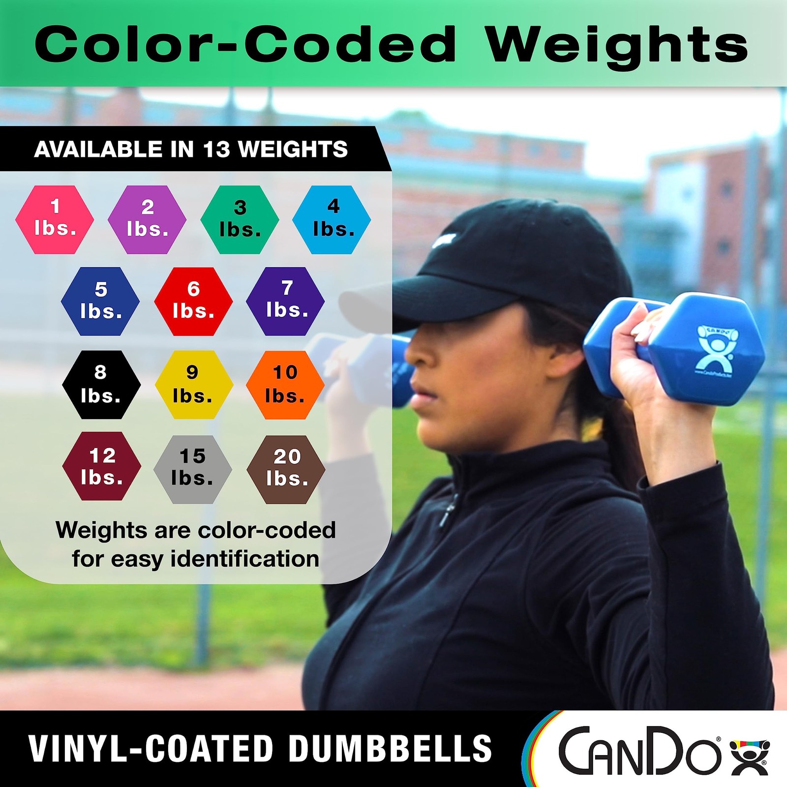 CanDo Vinyl Coated Dumbbells Single 9 Pound