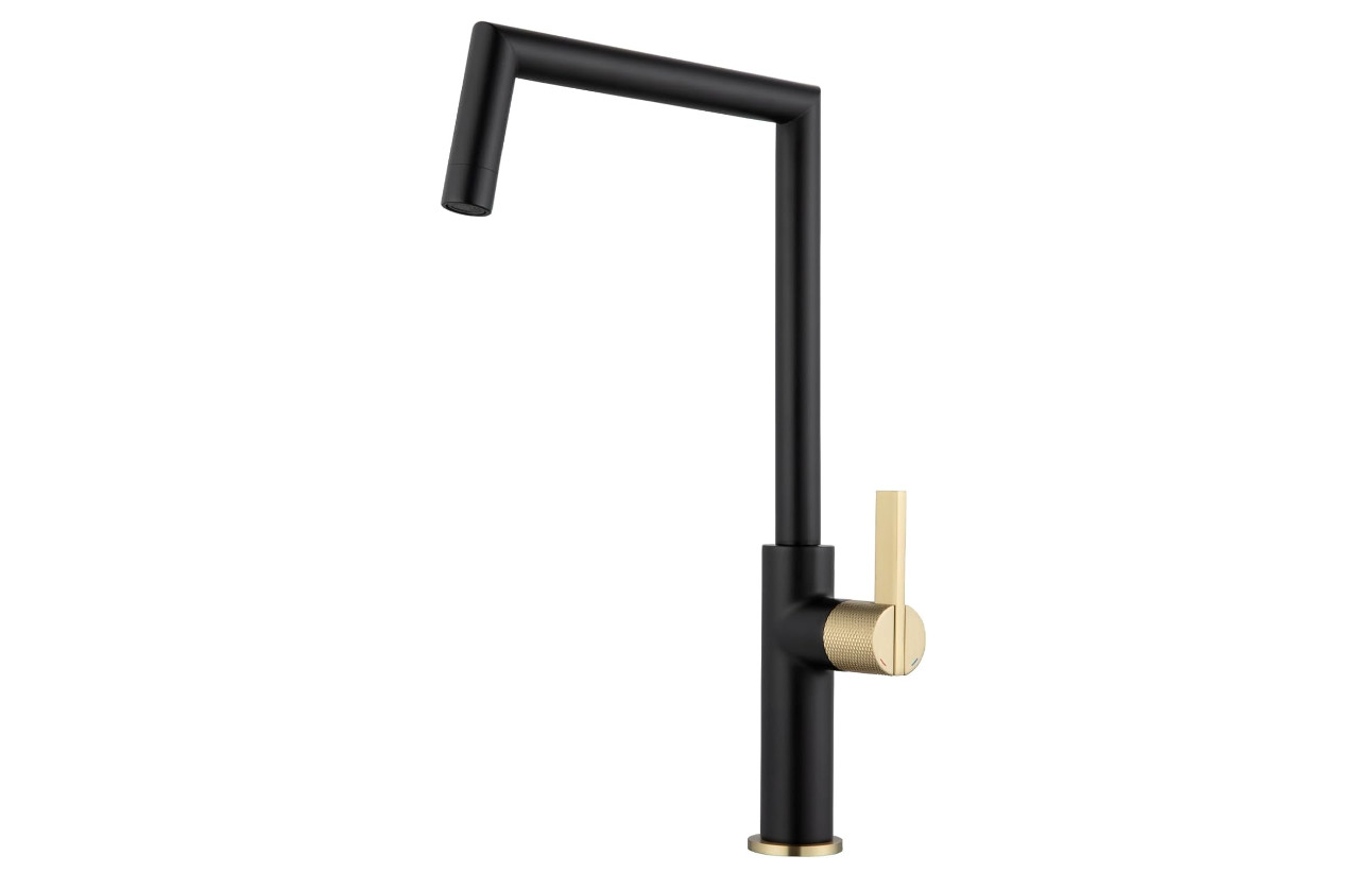 Black and Gold Kitchen Faucet, Single Handle Brass Faucet for Kitchen Sink, Mode