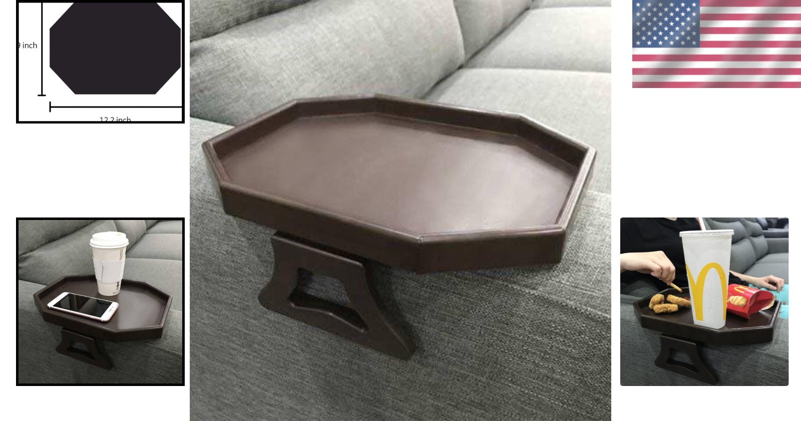 Modern Clip-On Sofa Tray Table for Snacks & Drinks - Perfect for Small Spaces