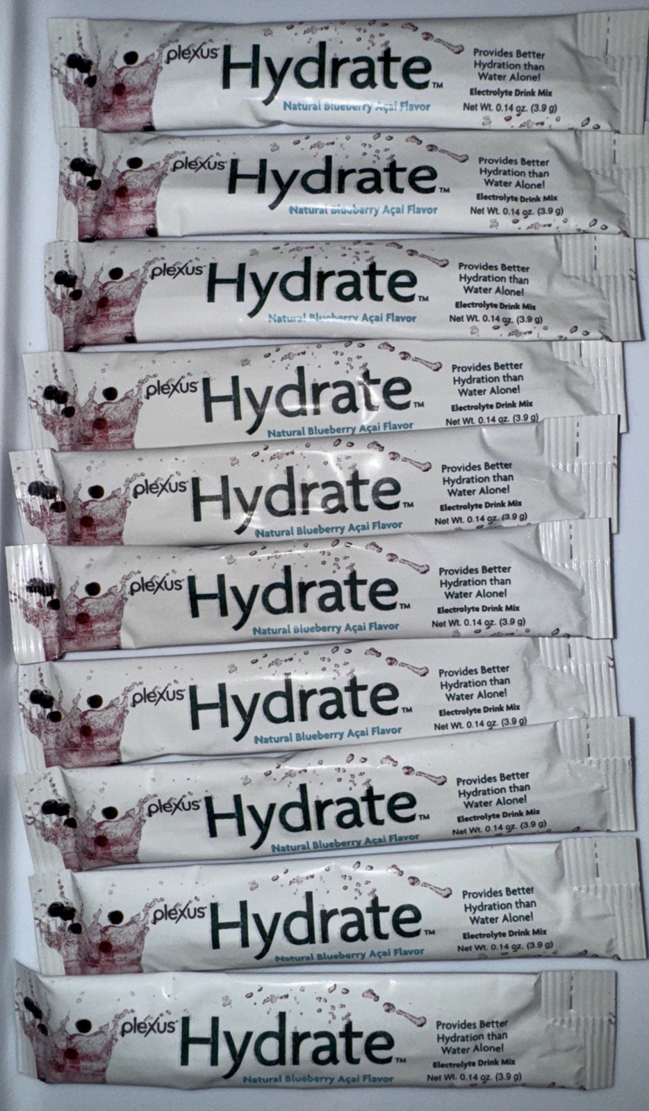 10 Sticks Plexus Hydrate Electrolytes Blueberry Açaí Drink Sticks Sealed New