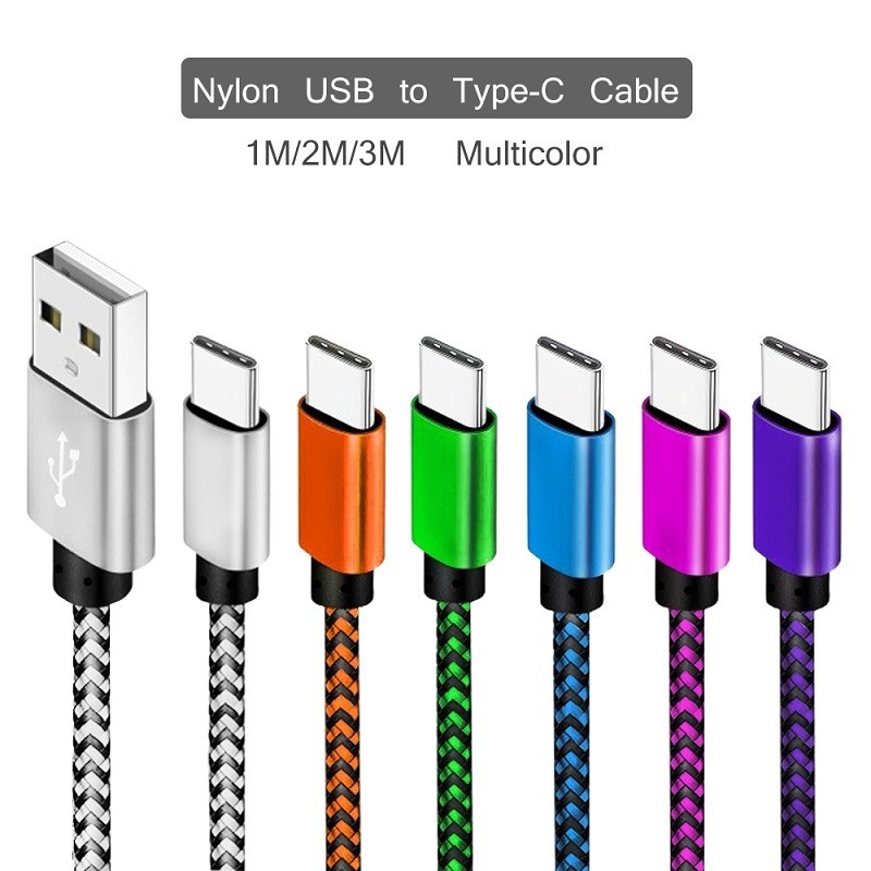 Braided USB to Type-C Fast Charging Data SYNC Charger Cable Cord 1/2/3m  Lot