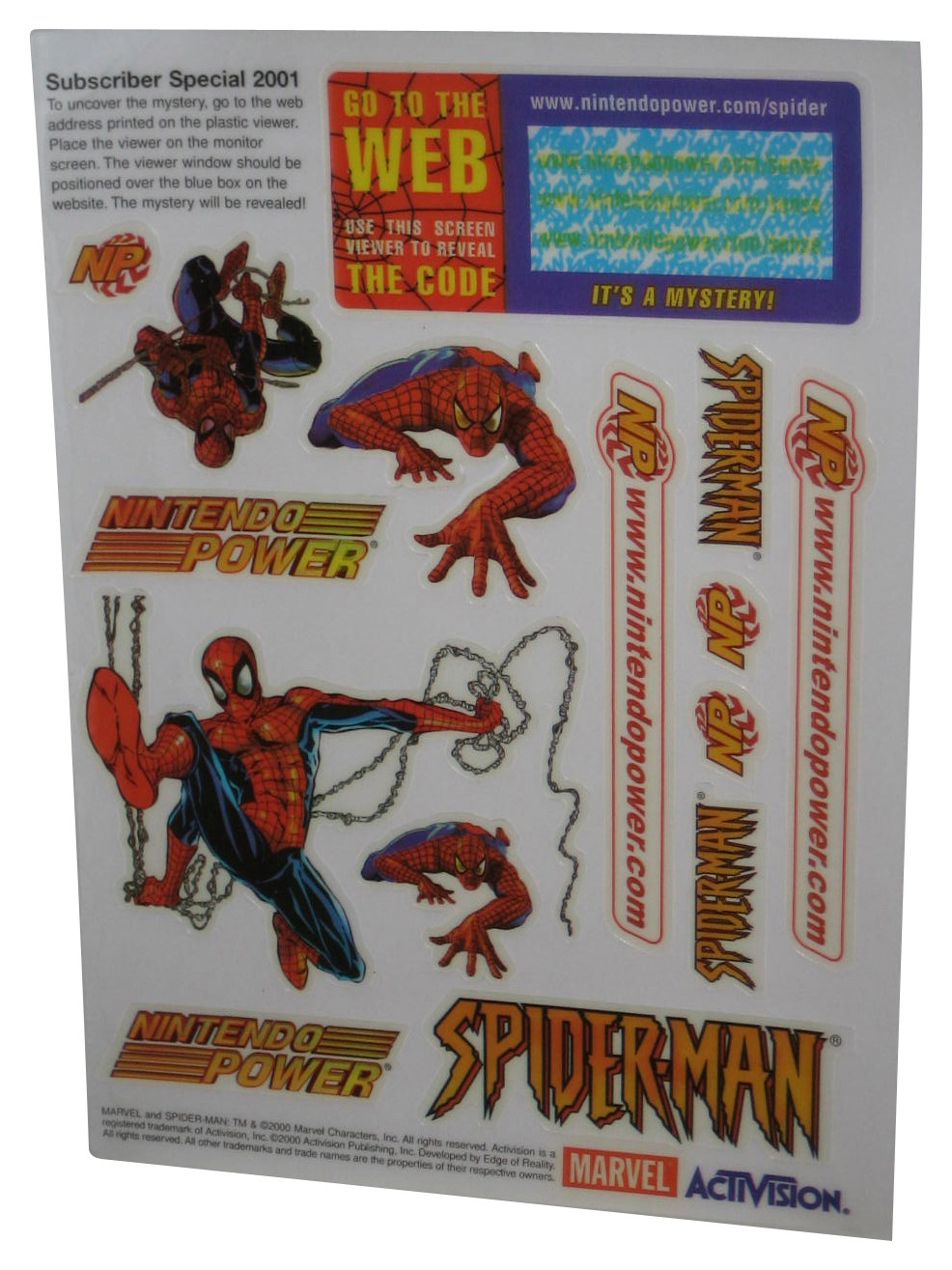 Nintendo Power Subscriber Special 2001 Spider-Man Activision Sticker Sheet