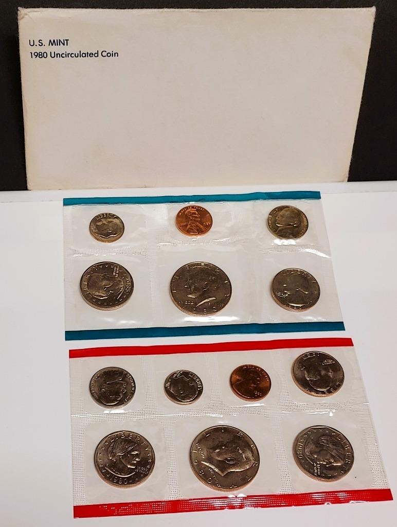 1980 U.S. Mint Sealed Uncirculated Denver & Philadelphia Sets - Free Shipping