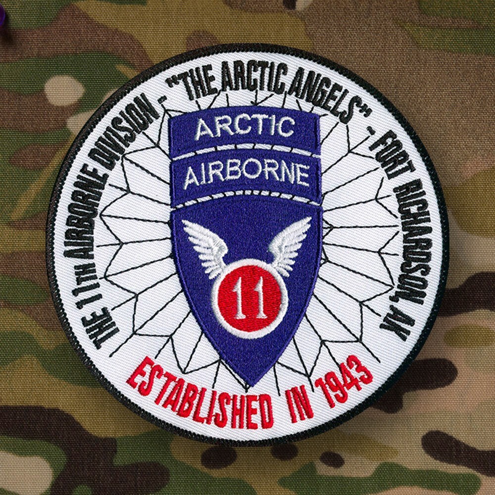 11th Airborne Division Embroidered Patch ( 4 1/2") - Wax Back - Arctic Angels