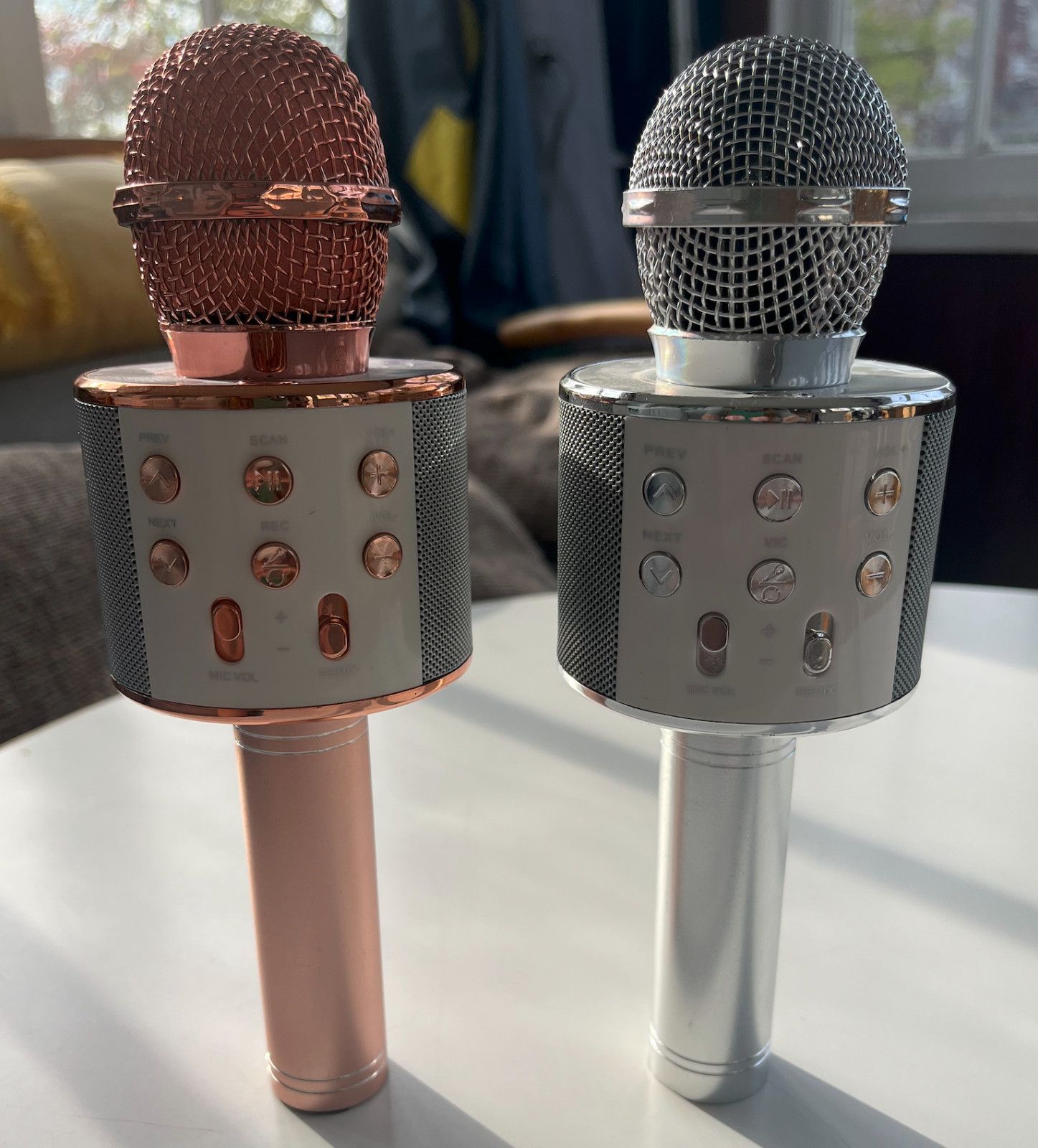 2 Wireless Karaoke Microphones WS-858 Bluetooth Rose Gold & Silver Gabba Goods