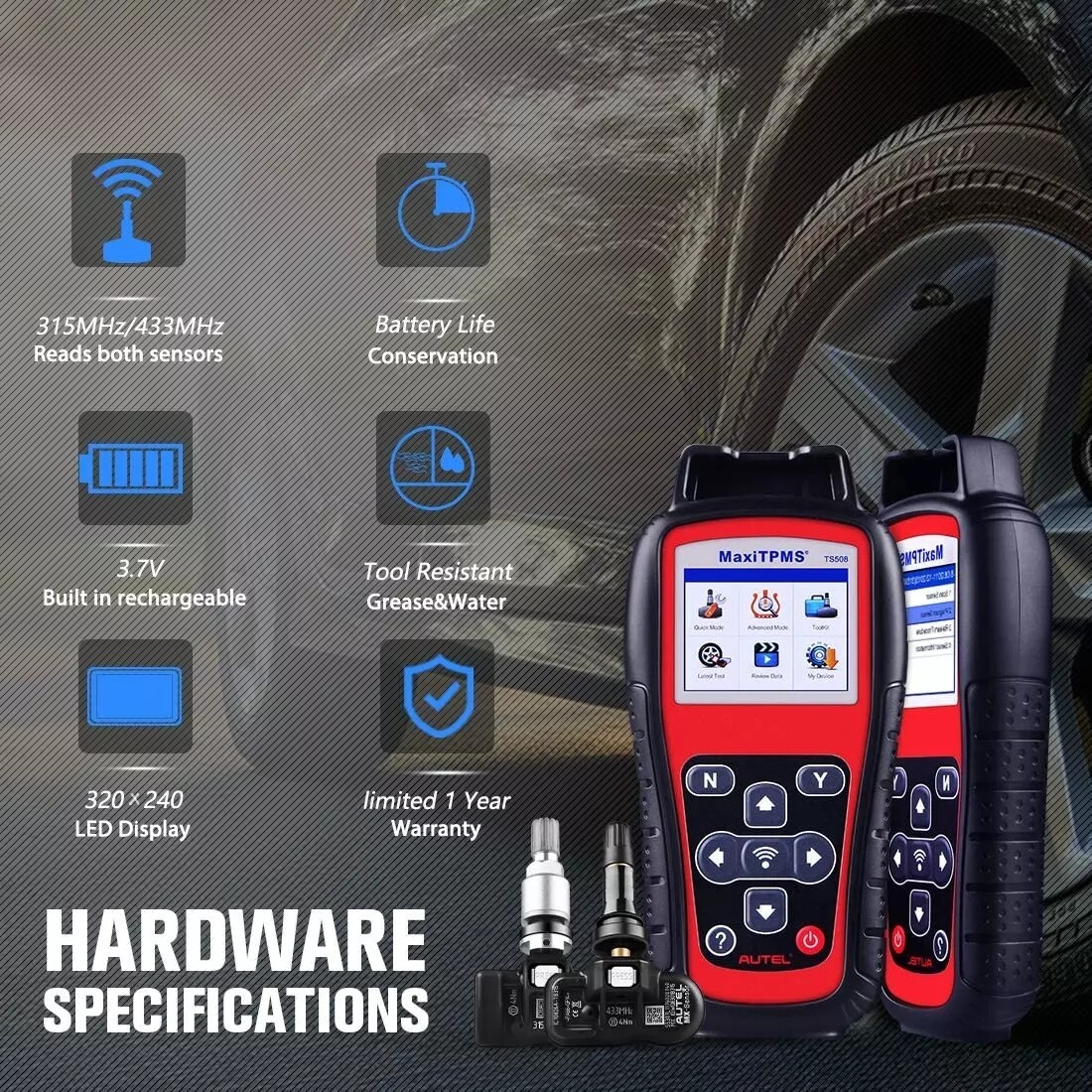 Autel MaxiTPMS TS508WF TPMS Relearn Tool TPMS Sensors Activate/Reset/Programming
