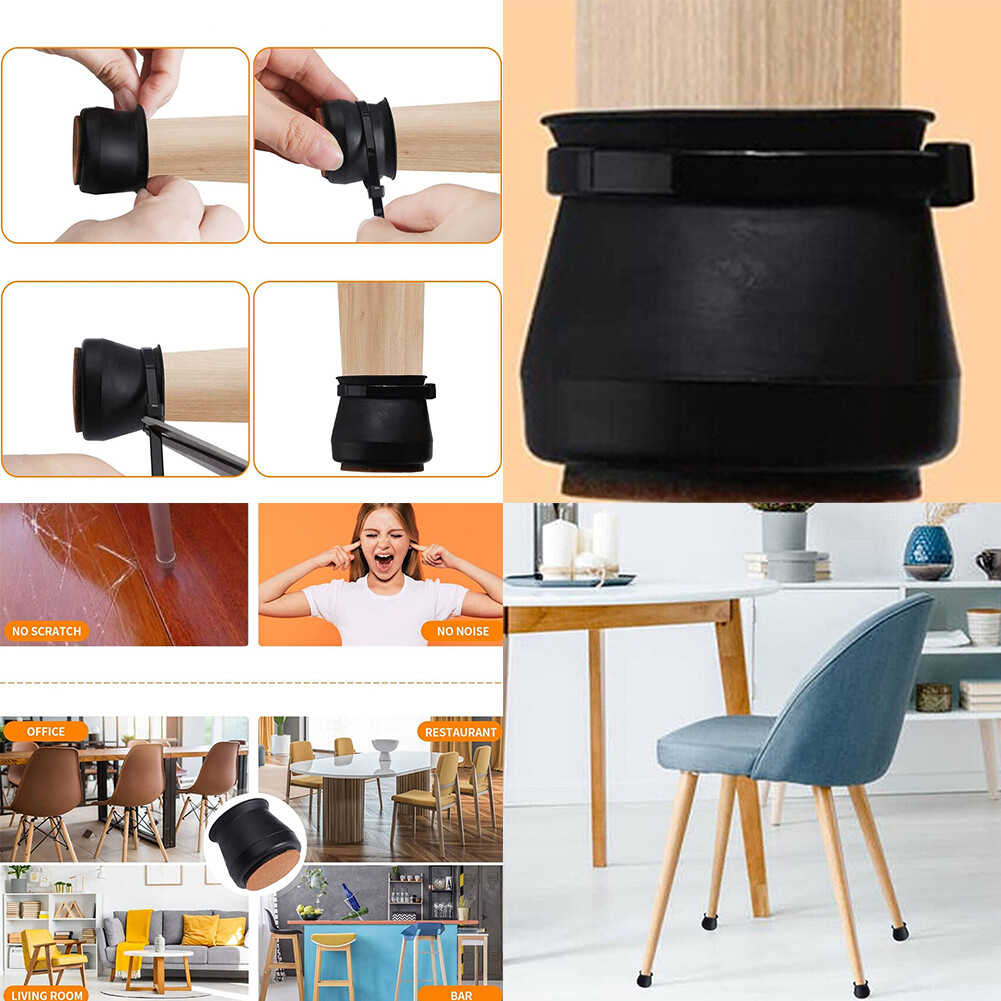 US 24 Pcs Furniture Protectors Silicone Chair Leg Caps Feet Cover Pads Table