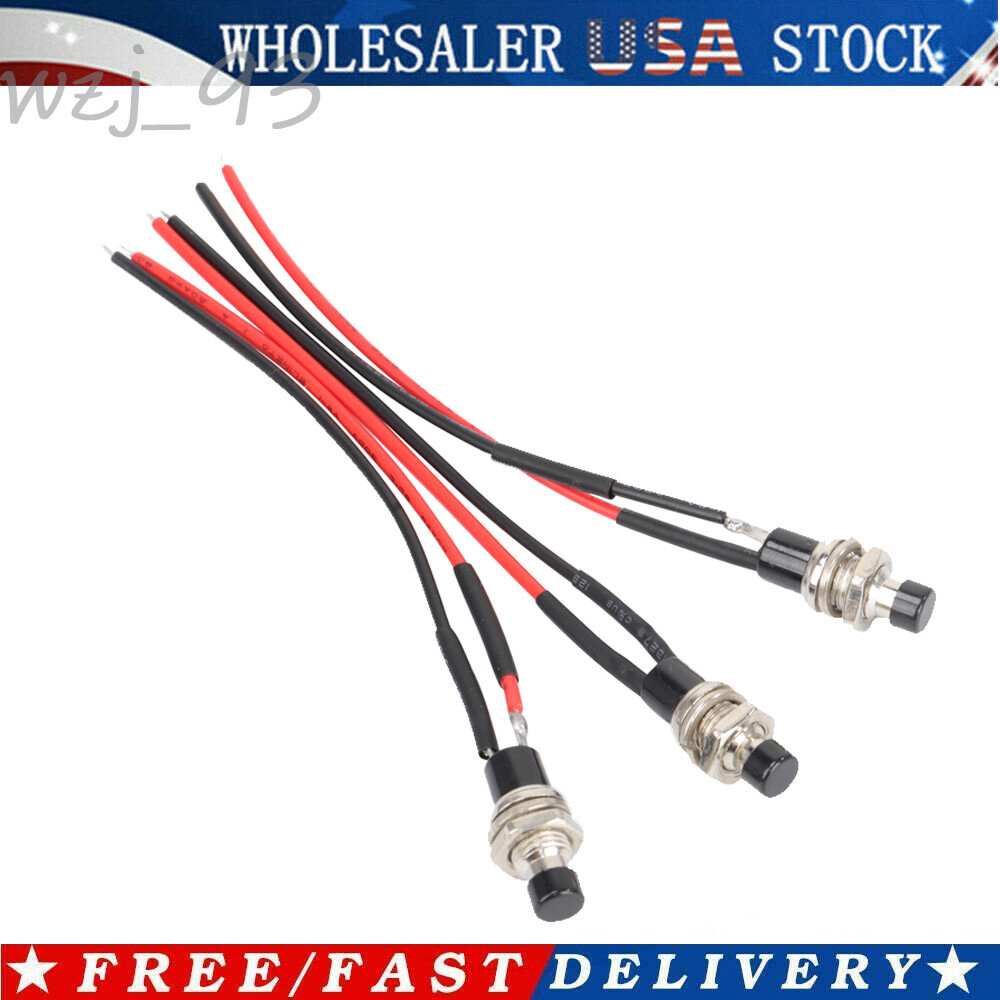 3 Pack Mini Push Button Pre-Wired Momentary N/O OFF-ON Switch Plug 12V 5AMP SPST
