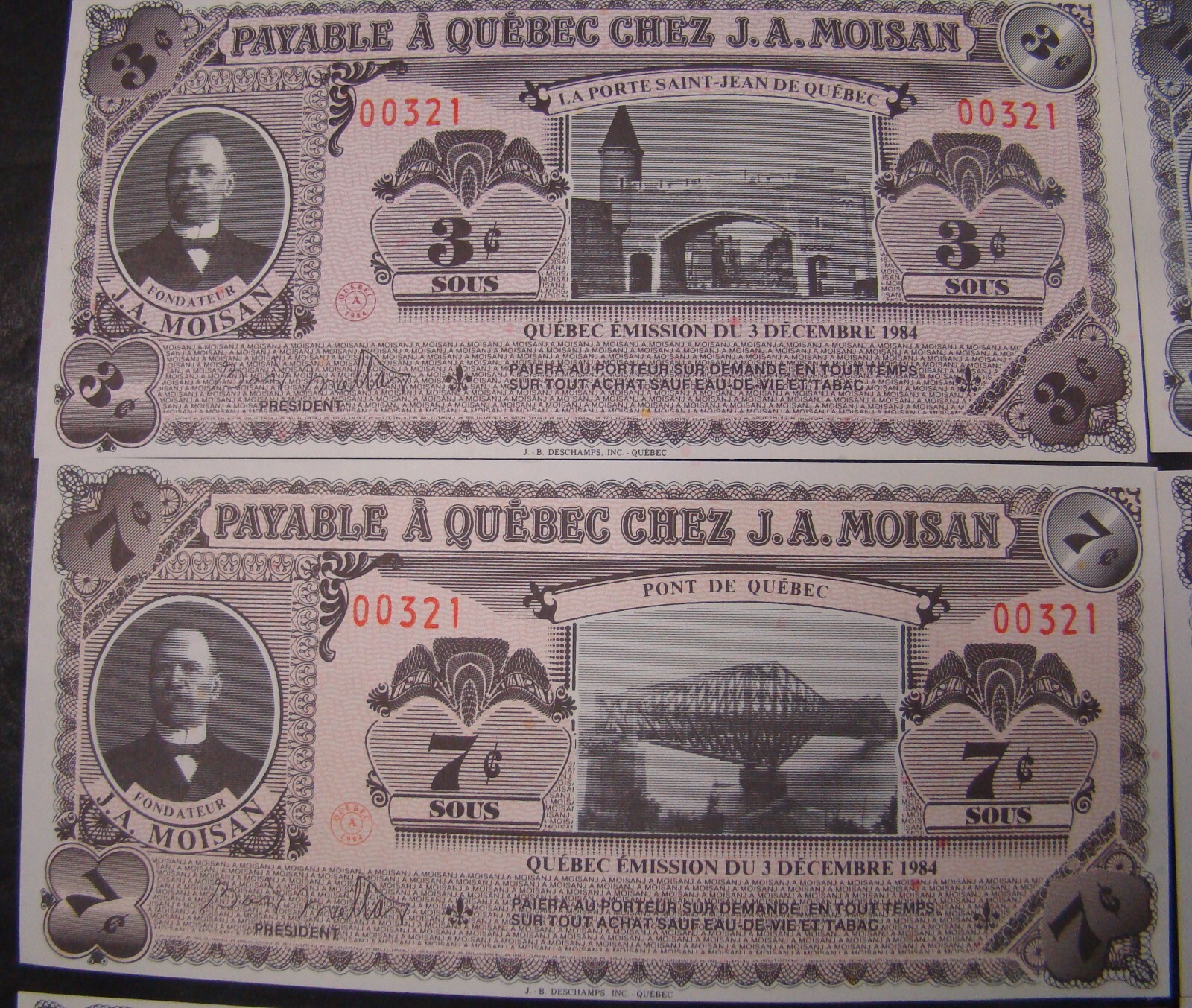 1984 Canada 3 Sous thru Dollar Moisan Quebec Matching Serial Numbers 12 Notes