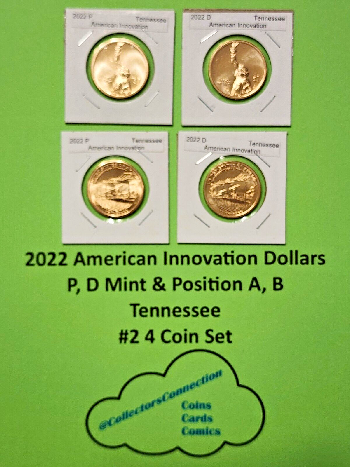 #2 2022 American Innovation Dollar P D, Pos A&B Tennessee 4 Coins On Hand