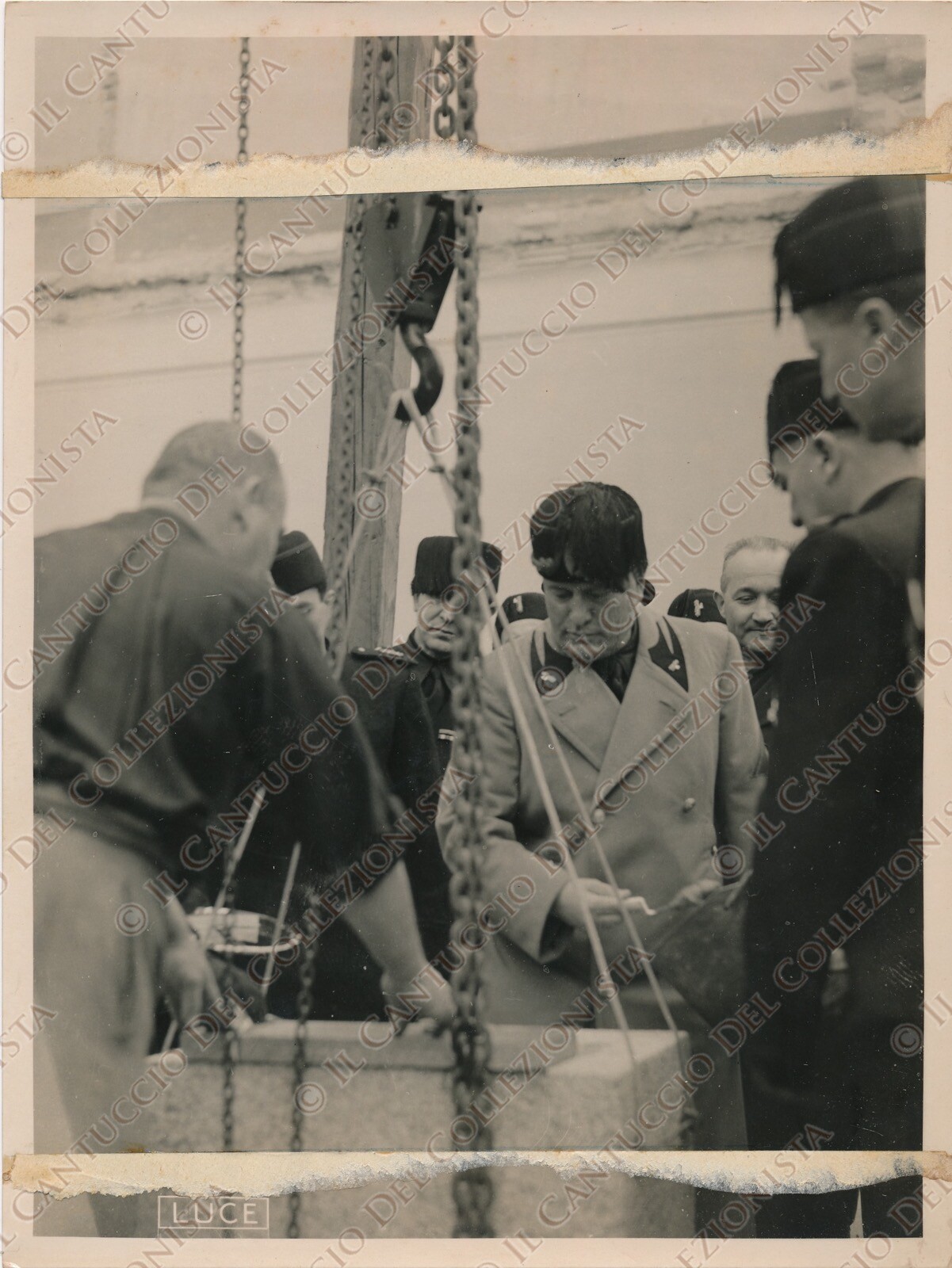 1940c Duce Benito Mussolini Duce controllo lavori fascismo Foto militare