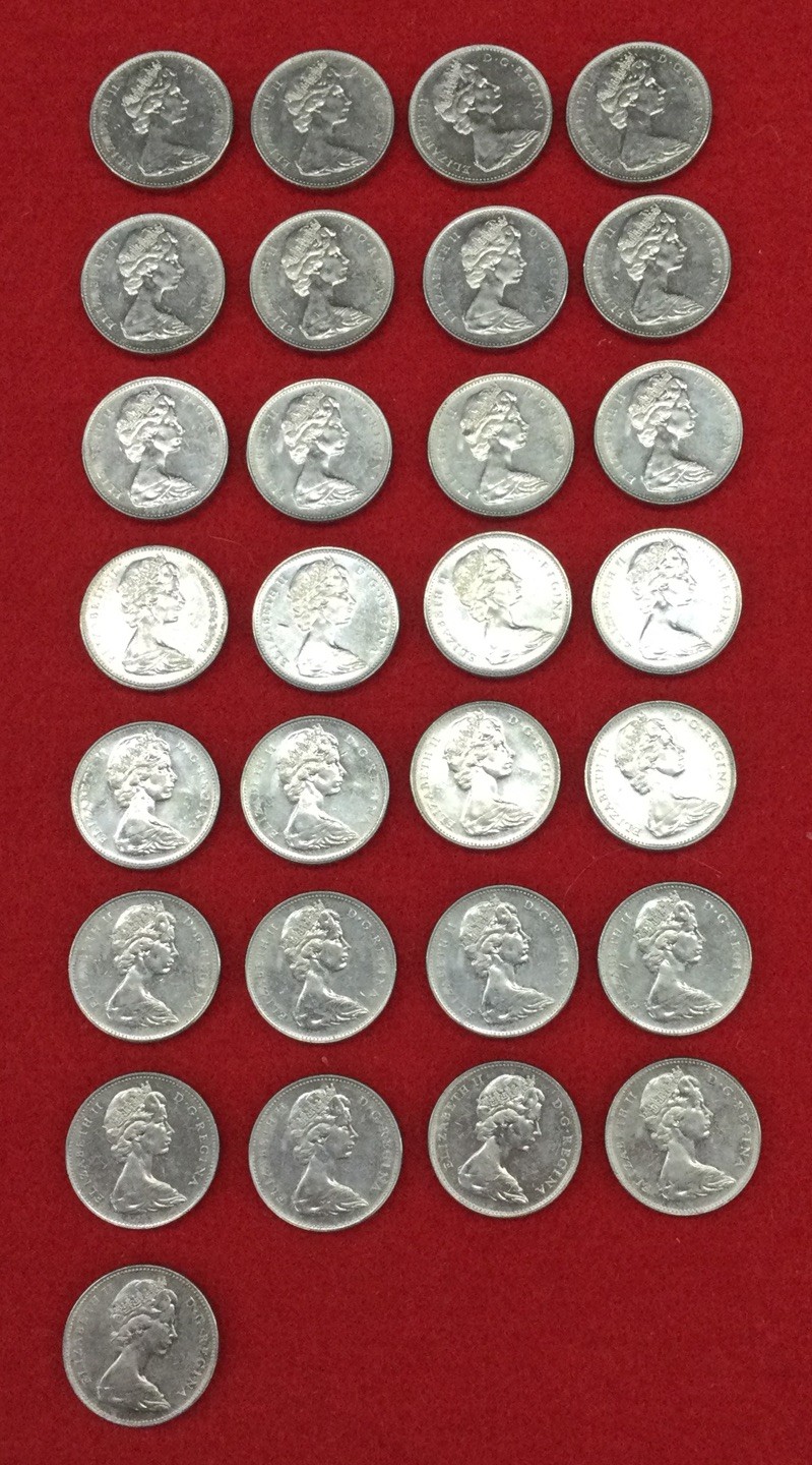 Canadian Nickel Coins 1965, (Lot Of 29)