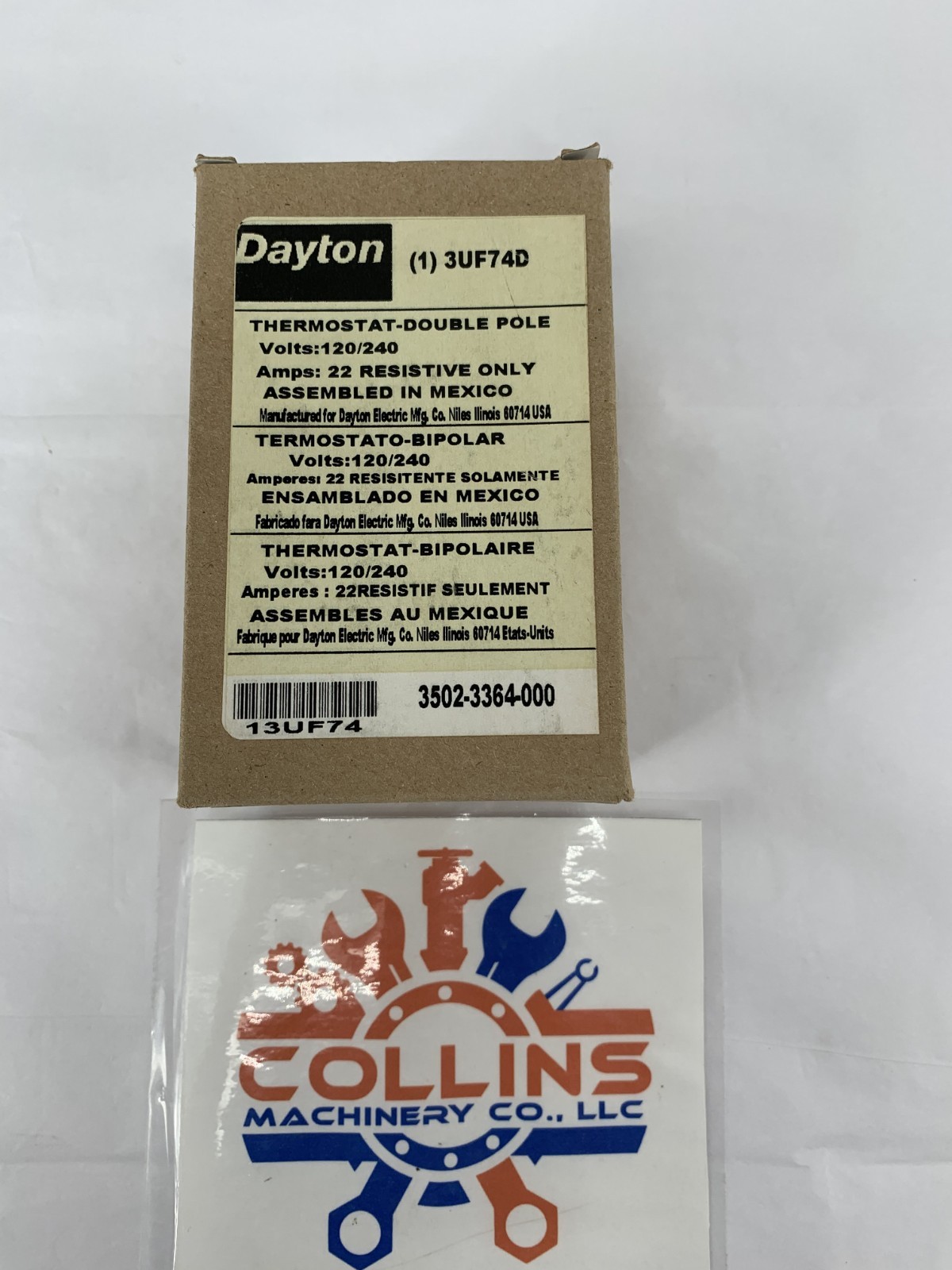Dayton 3UF74D Line Voltage Mechanical Wall Thermostat 2P 120/240VAC Heat Only