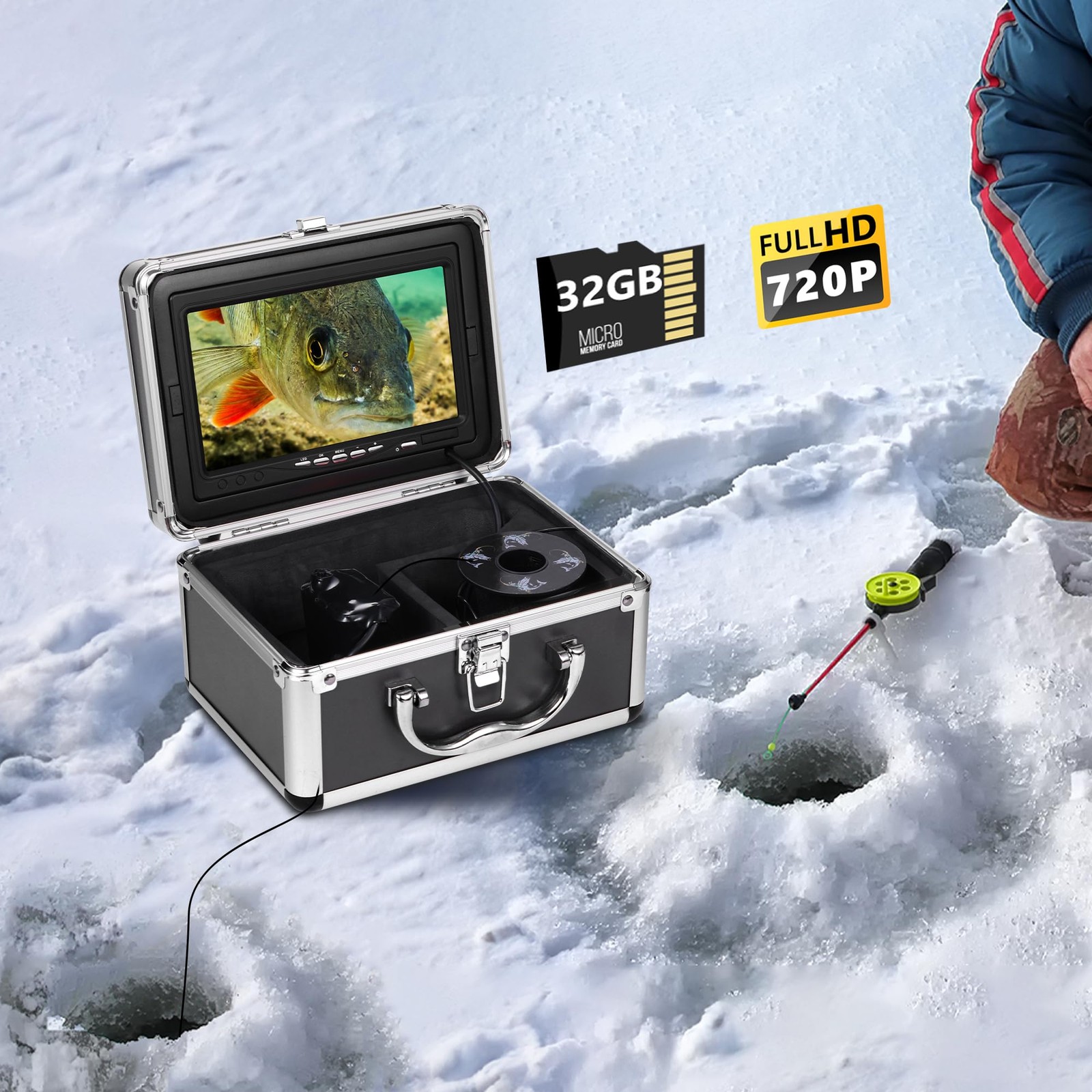 Underwater Fishing Camera FishPRO® HD720P - w/DVR-External 32GB Card, 7'' Ice
