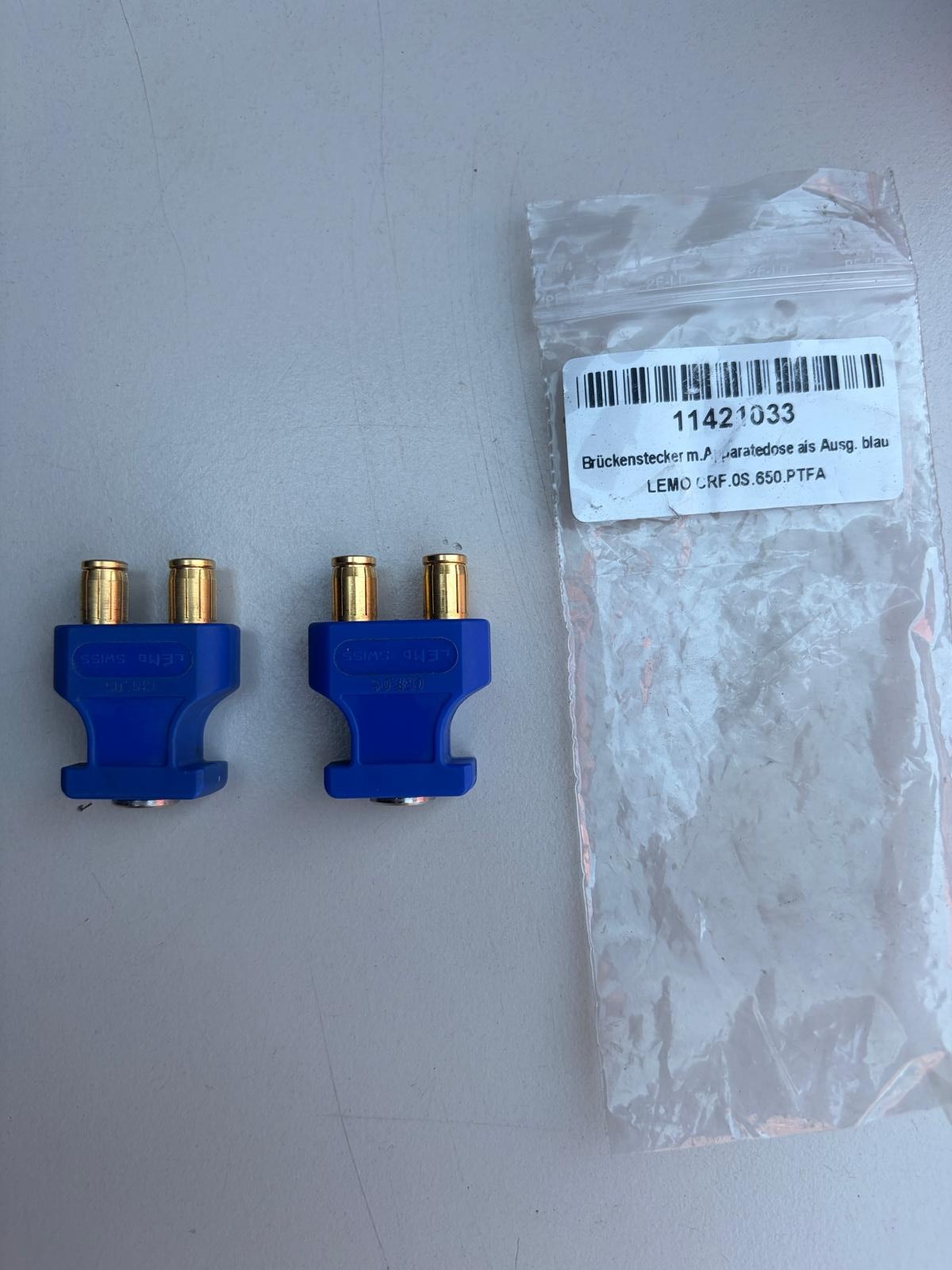 2x Lemo CRF.0S.650.PTFA BNC adapter bridge connector coax adapter blue new NOS