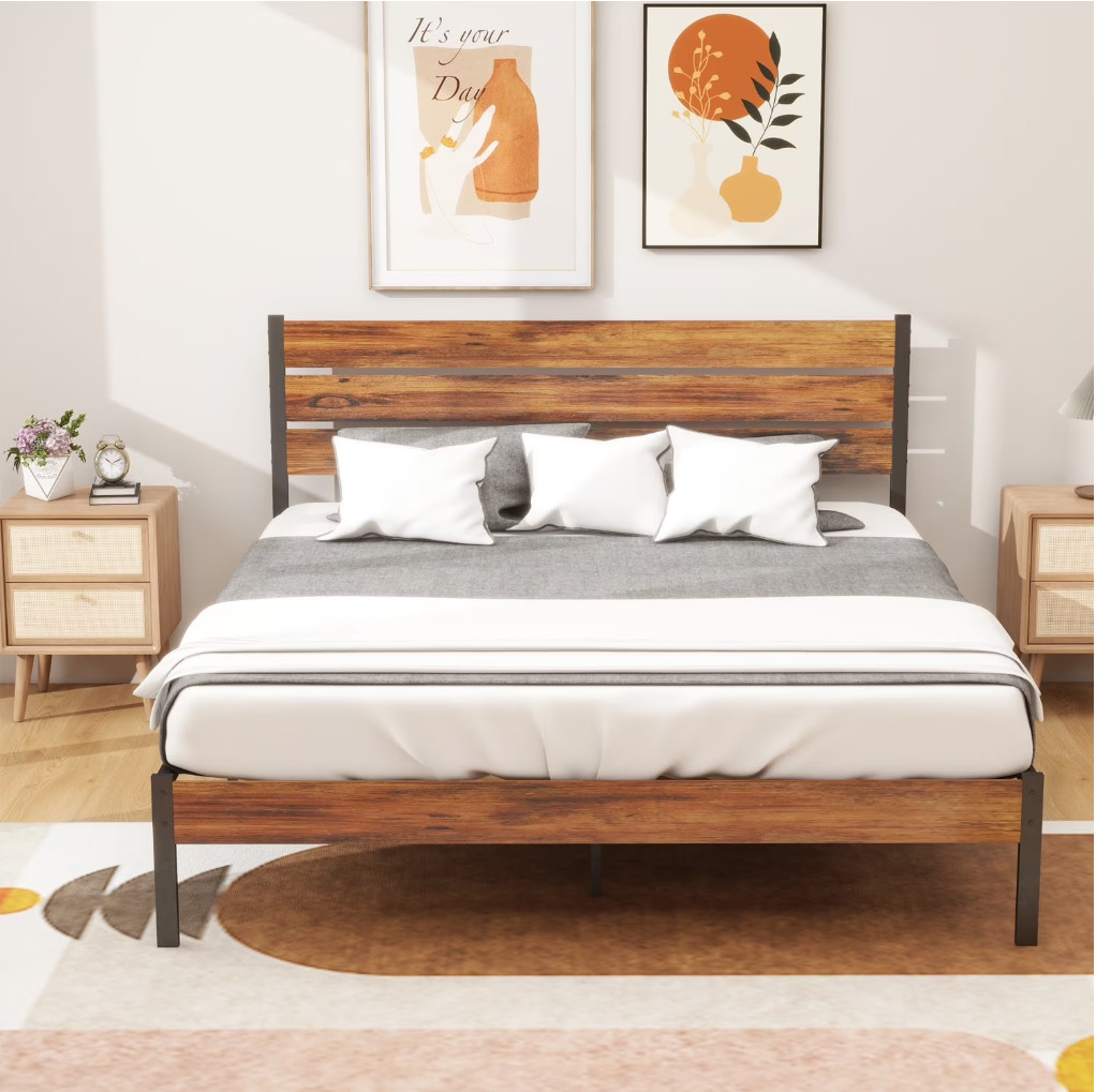 Bigleap Queen Size Bed Frame with Headboard, Mattress Foundation