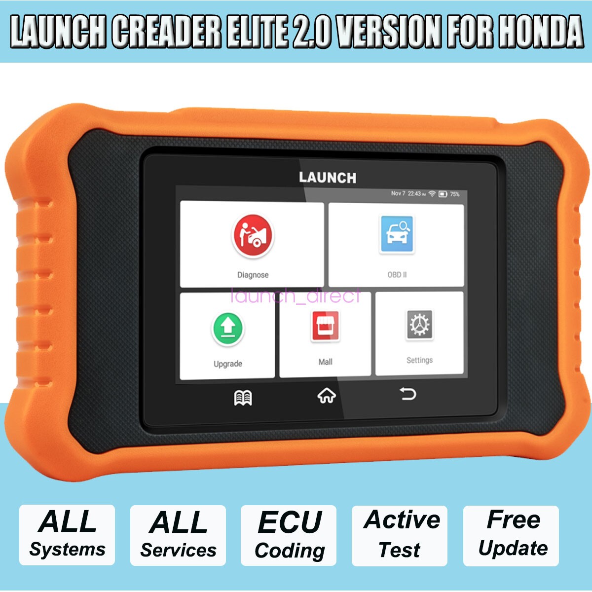 LAUNCH X431 Creader Elite 2.0 OBD2 Scanner for Honda Acura All System Diagnostic