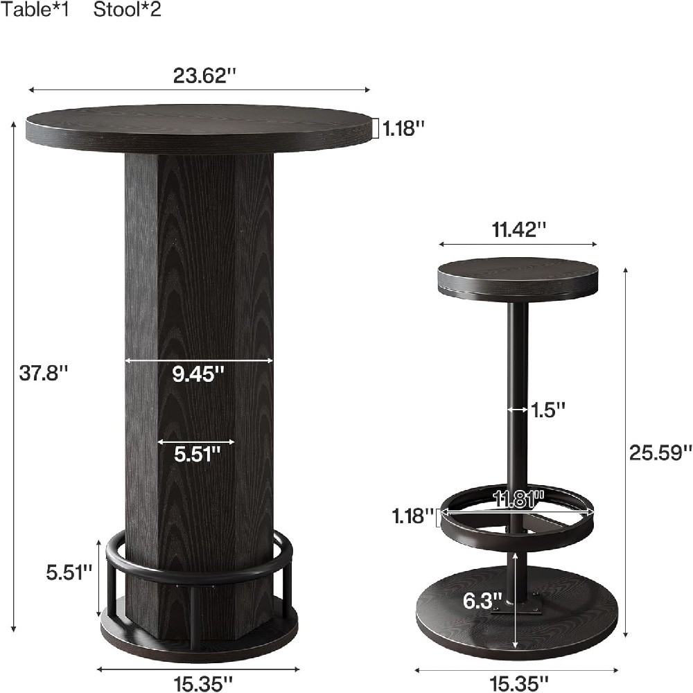 A Pub Table and Two Matching Stools