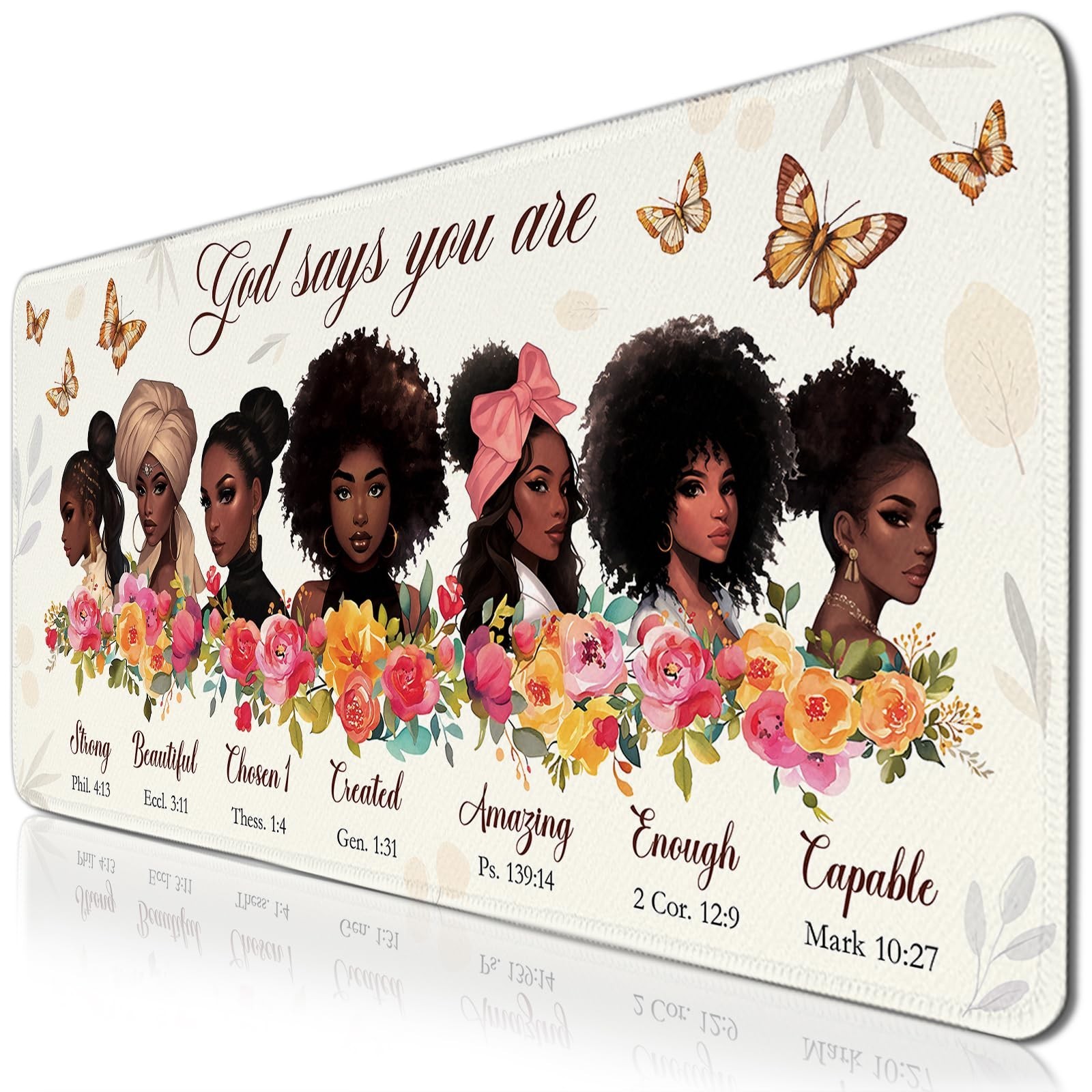 Gaming Mouse Pad Large, Bible Black Girl Computer Keyboard Mousepad with Non-...