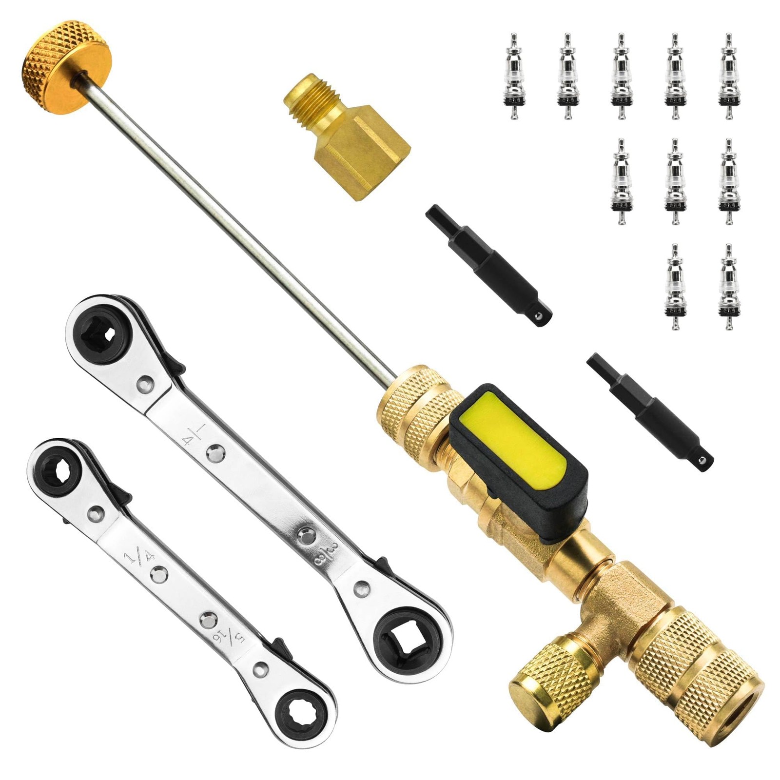 HVAC Valve Core Remover Tool Set for R410A R22 R134a AC Refrigeration Repair