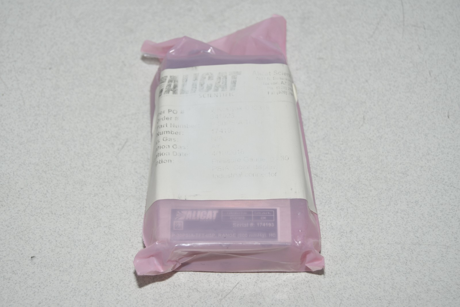 ^ Alicat P-30PSIA-TFT-I/5P Range: 800 mmHg HC Gas: Air Flow Controller #X8370