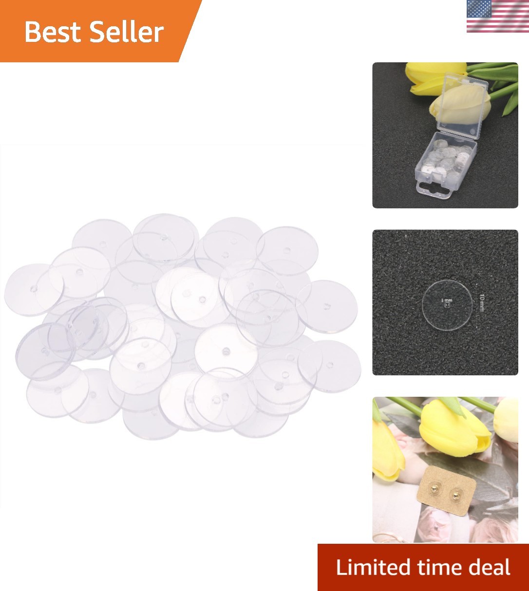 Versatile 50Pcs Clear Disc Pads - Essential for Earrings & Jewelry Crafts