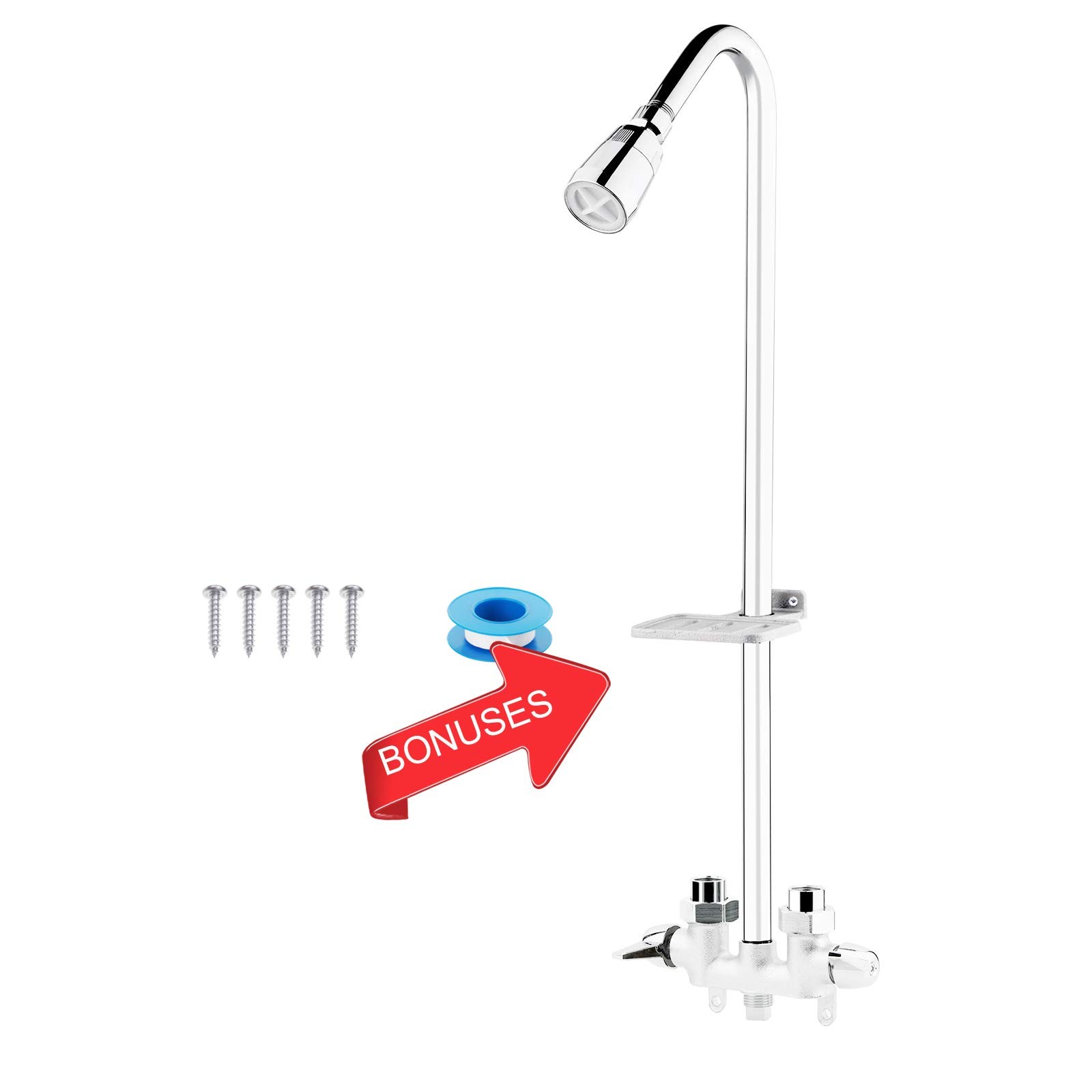 Outdoor Shower Fixture Systemwith Rustproof Riser and Riser Extension Double ...