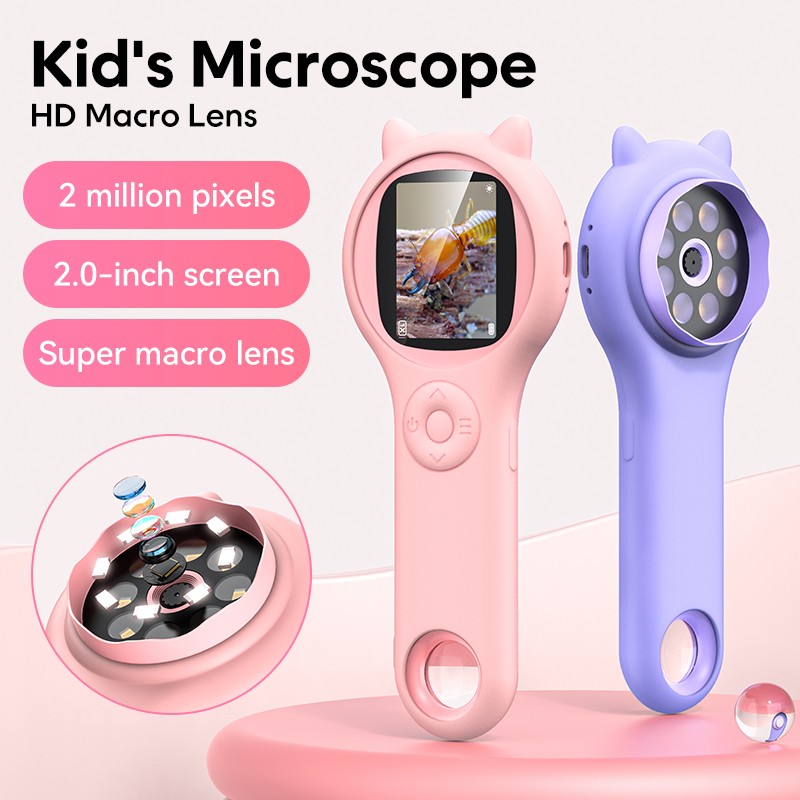 Kids Microscope Portable Handheld Magnifying Digital Microscope for Children Edu