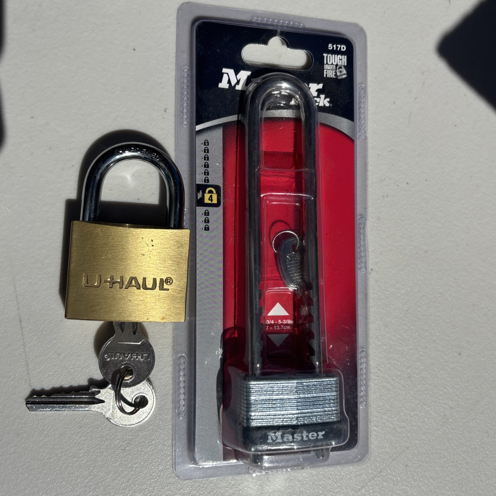 Master Lock 517D Padlock 2 -3/4" - 5-3/8" Long Adjustable Shackle & U-HAUL Lock