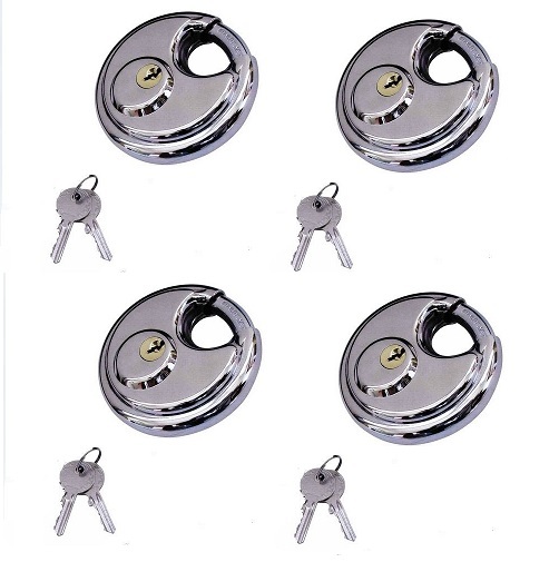 LOT OF 4 DISC PADLOCK STEEL ARMOR STORE STORAGE TRAILER TRACK GATE LOCK 70mm