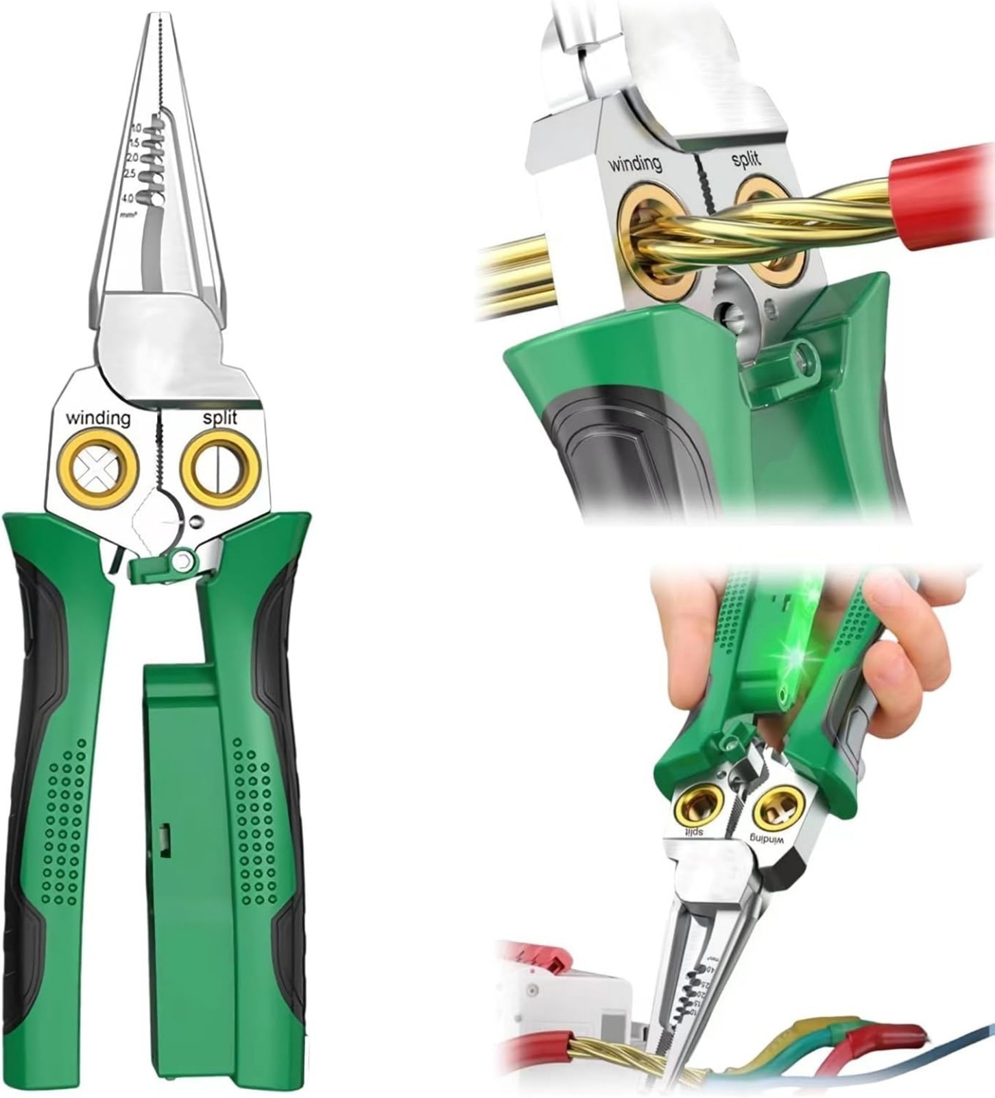 Durable Green Multifunctional Wire Stripper Twister & Voltage Tester
