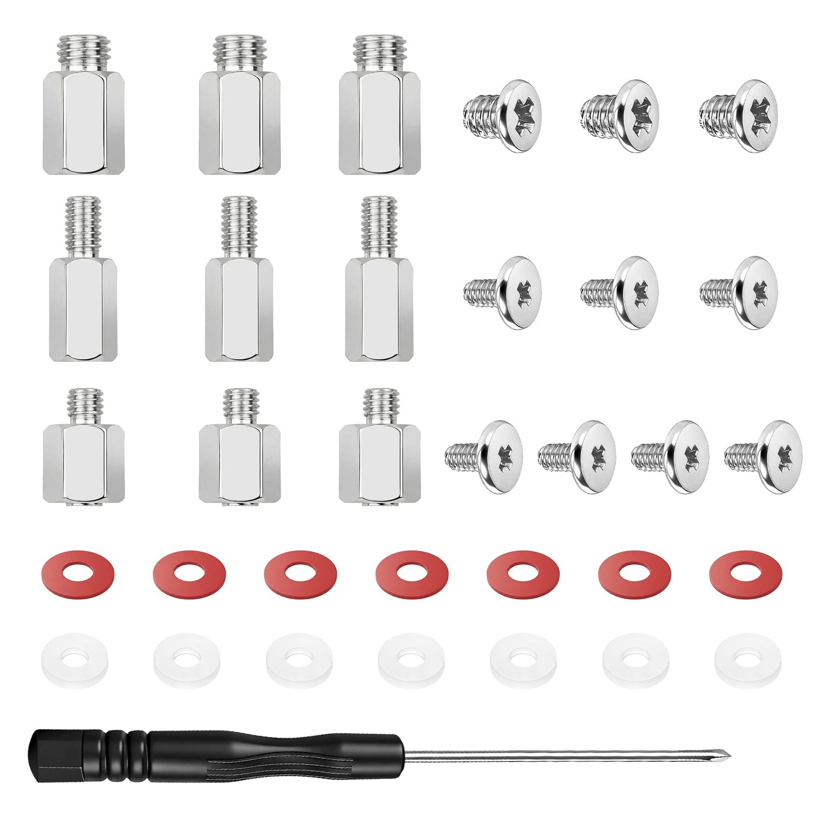 34PCS M.2 M2x2.5, M3x3, M2x4+6, M3x3+6, M2x3+4.5, Silver Screws
