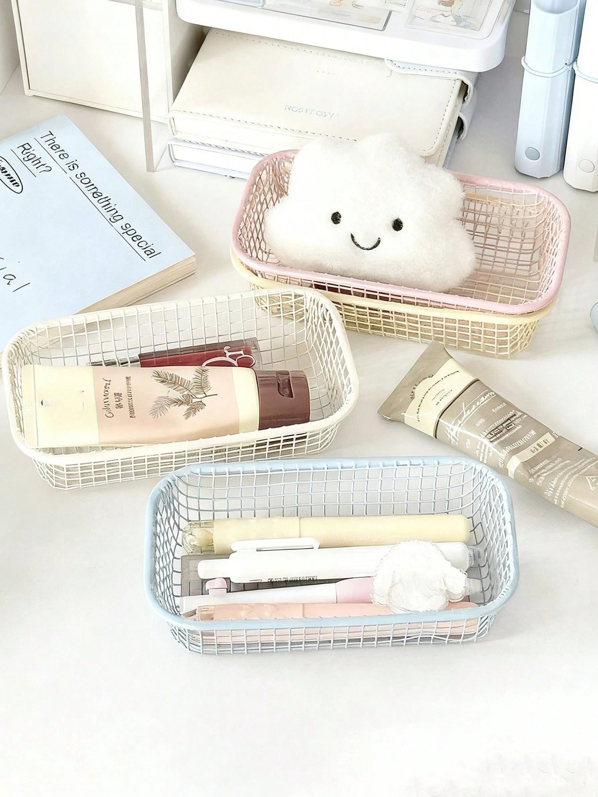 Storage Baskets, Smooth Edge Reinforced Metal Wire Mesh Organizer