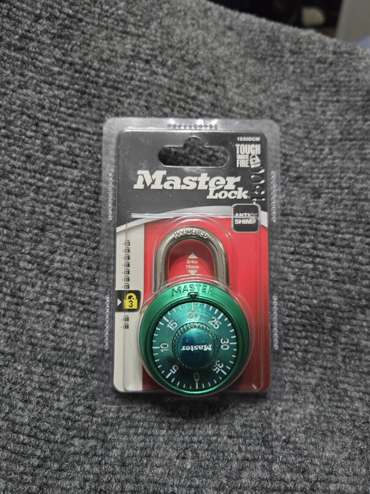 Master 1530DCM Combination Padlock Green Steel Indoor Outdoor Not Resettable