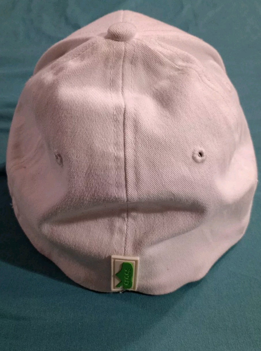 Crocs Dad Hat White One Size Cap Embroidery Logo Featuring Green